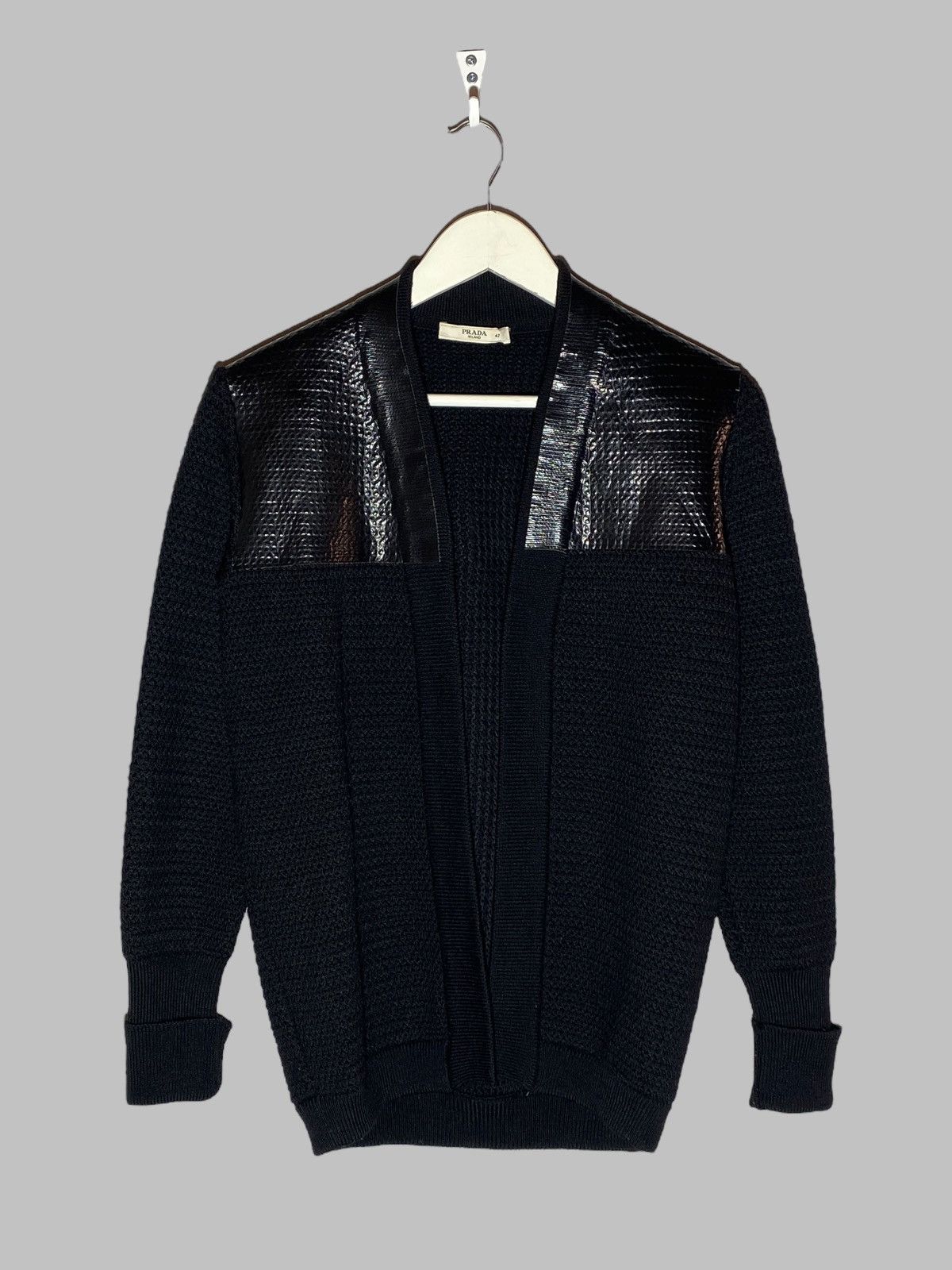 Prada Prada 2010 Wool Knit Cardigan With Polyurethane Details Size M / US 6-8 / IT 42-44 - 1 Thumbnail