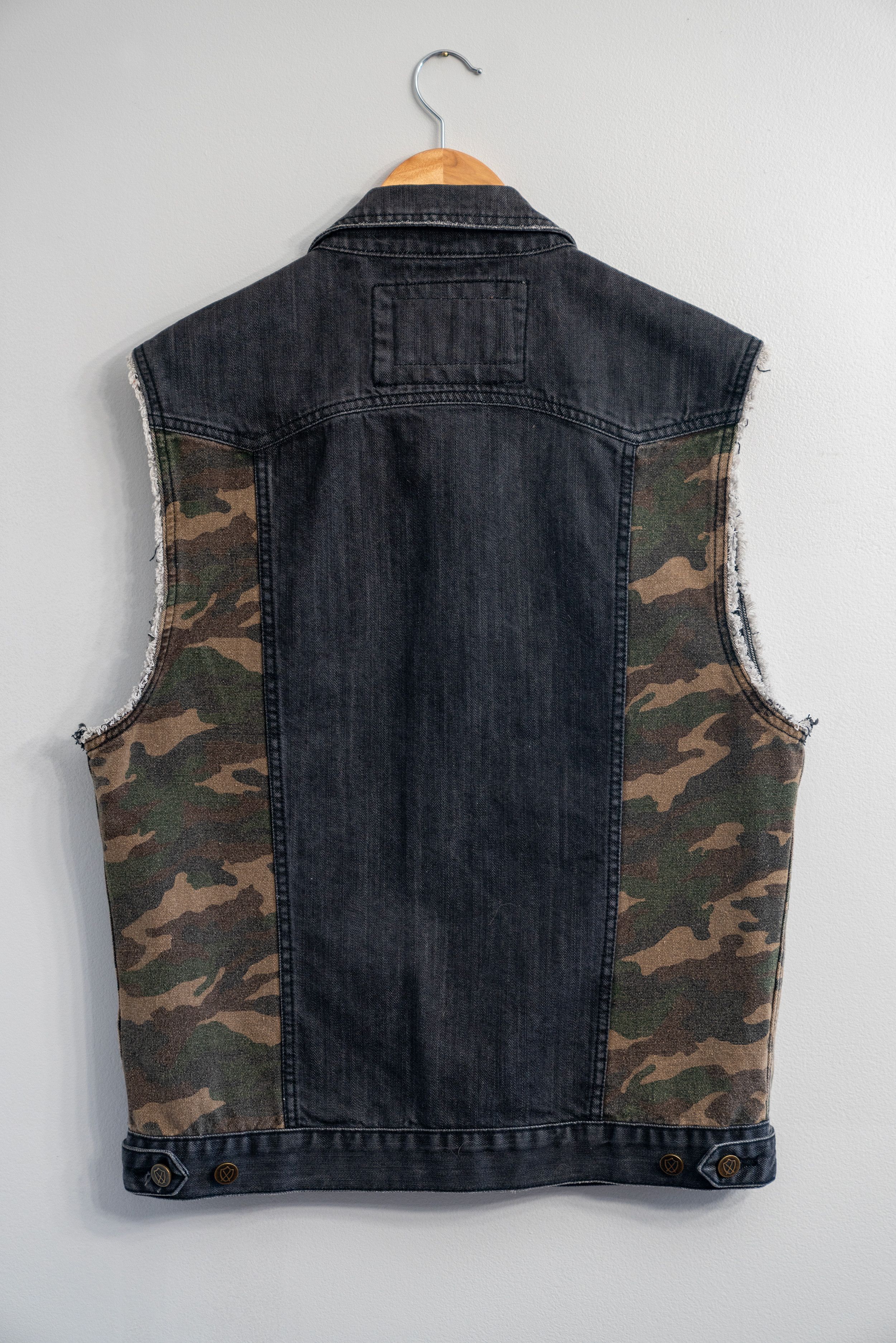Zanerobe Black Denim Vest with Camo Details Size US M / EU 48-50 / 2 - 2 Thumbnail