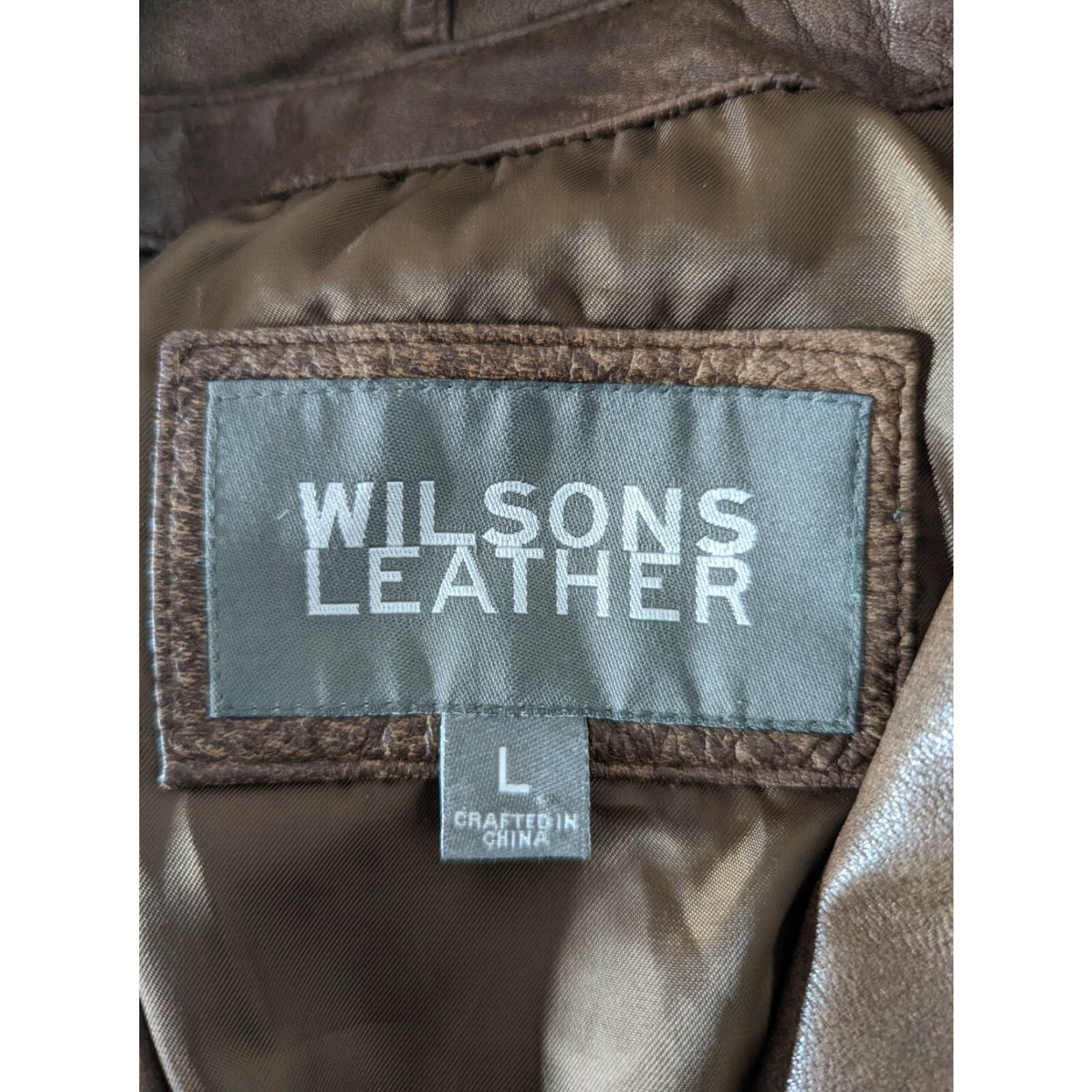 Vintage VINTAGE Wilsons Leather Coat Brown Leather Jacket Women Large Distressed Zip 90s Biker Bomber Overcoat Casual Seasonal) Size L / US 10 / IT 46 - 3 Thumbnail