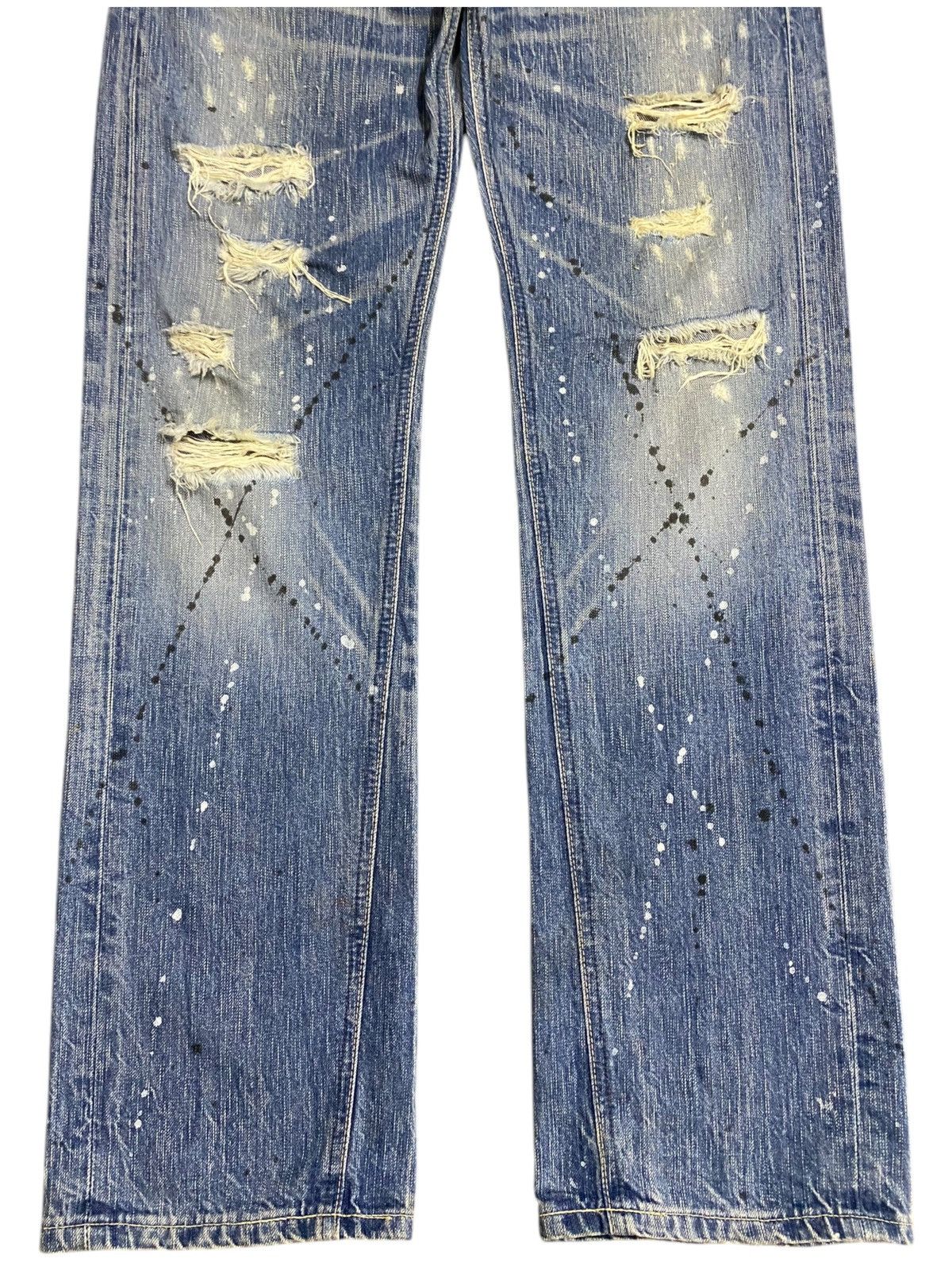 Japanese Brand Vintage Edwin 503 Faded Wash Paint Splatter Distressed Jeans Size US 31 - 5 Thumbnail
