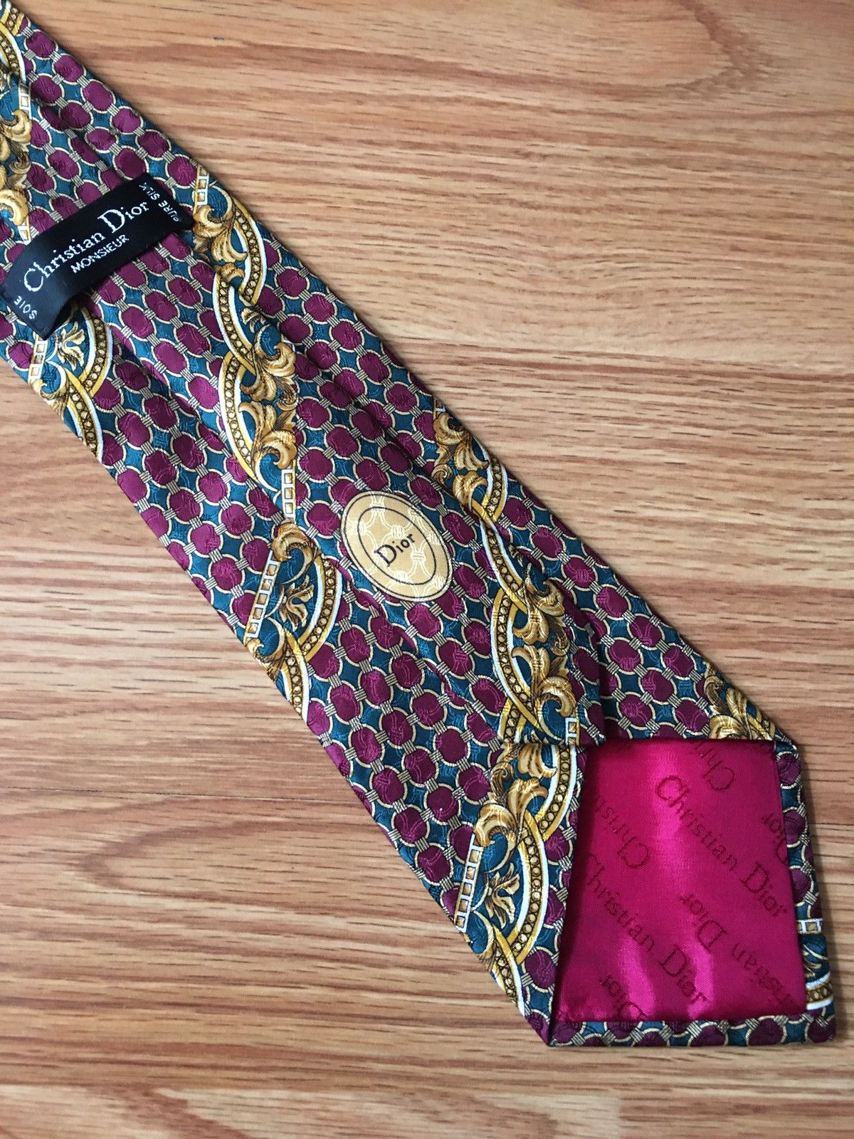 Christian Dior Monsieur × Dior × Vintage Christian Dior Red Vintage Jacquard Silk Mens Neck Tie Size ONE SIZE - 7 Thumbnail
