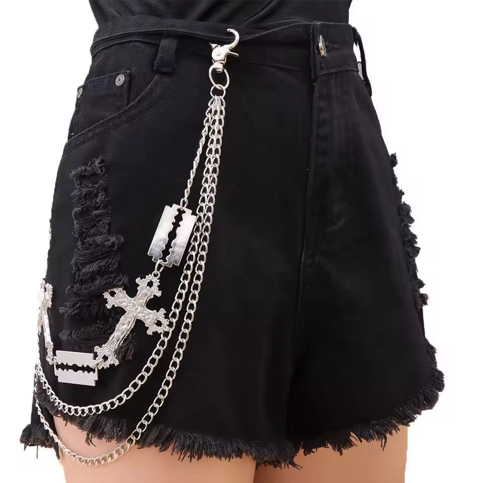 Vintage cross pendant imitation blade Rock Metal Pants Waist Chain Size ONE SIZE - 2 Thumbnail