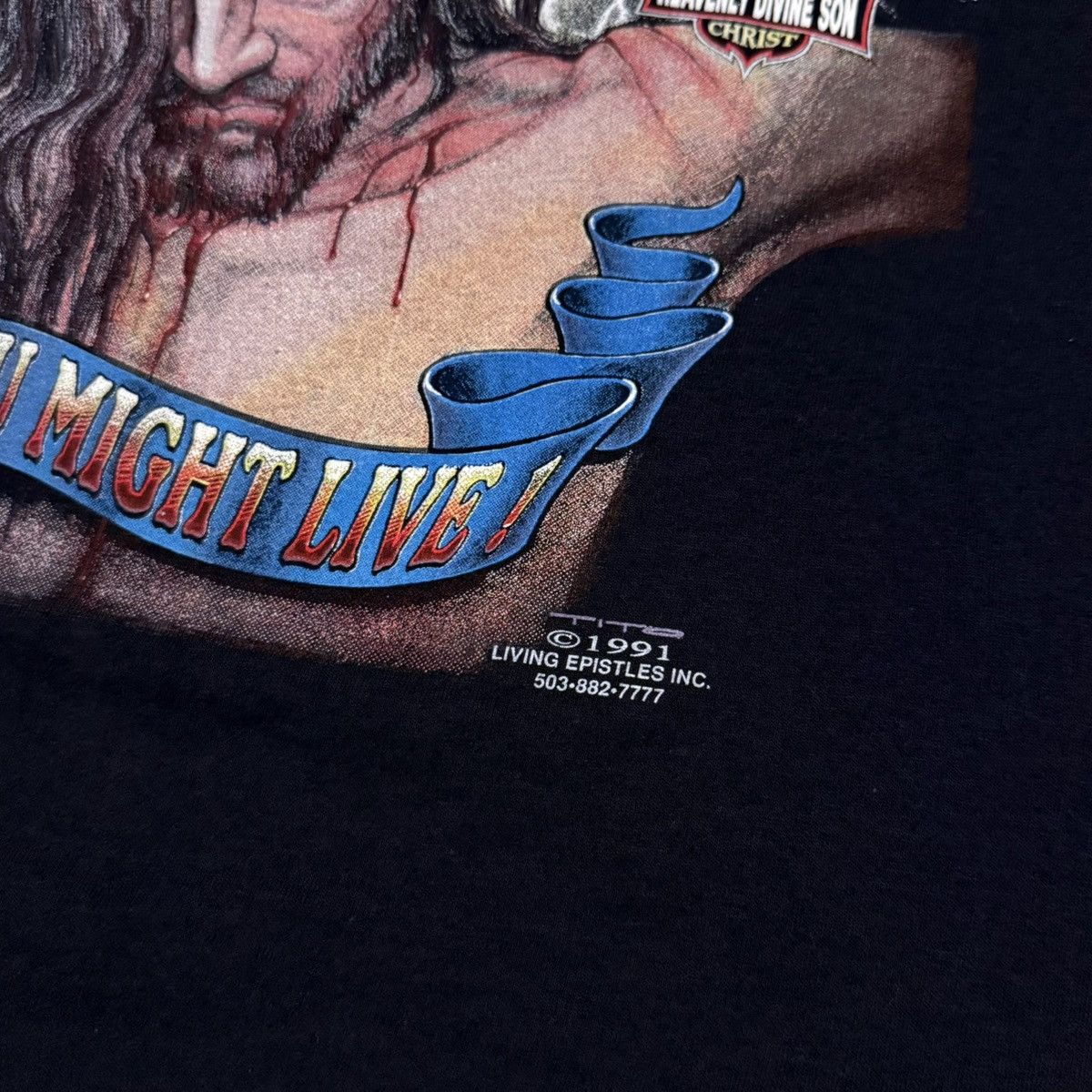 Vintage Deadstock Vintage 1991 Living Epistles Born To Die Jesus Tee Size US L / EU 52-54 / 3 - 4 Thumbnail