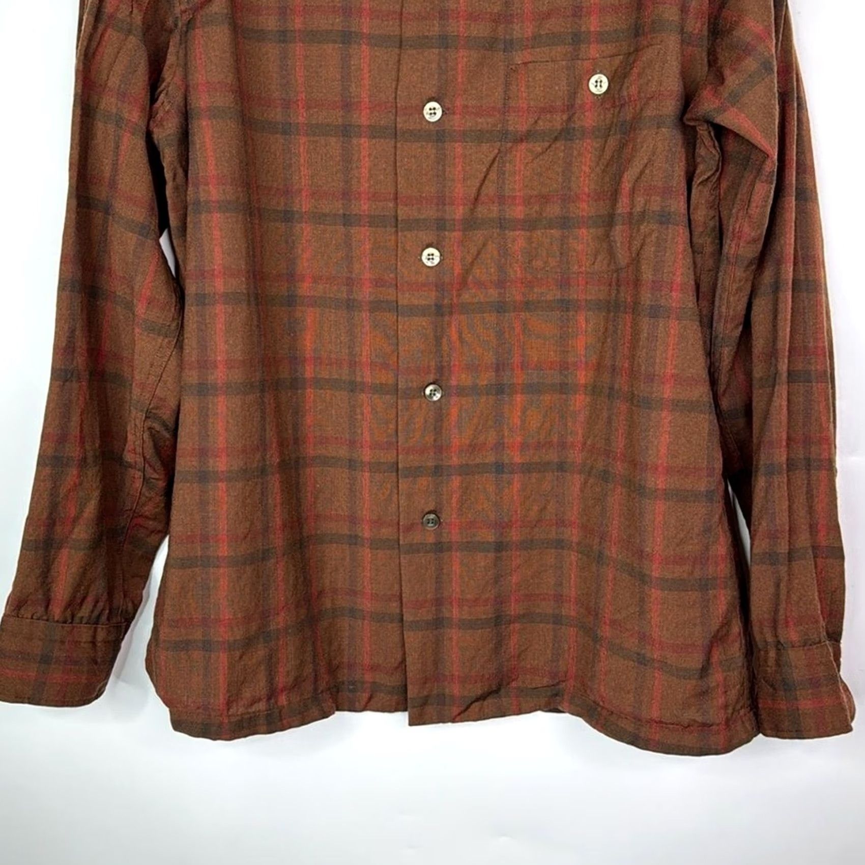 Pendleton VINTAGE Pendleton Shirt Large Brown Red Hook Collar Button Up Virgin Wool Mens Size US L / EU 52-54 / 3 - 3 Thumbnail