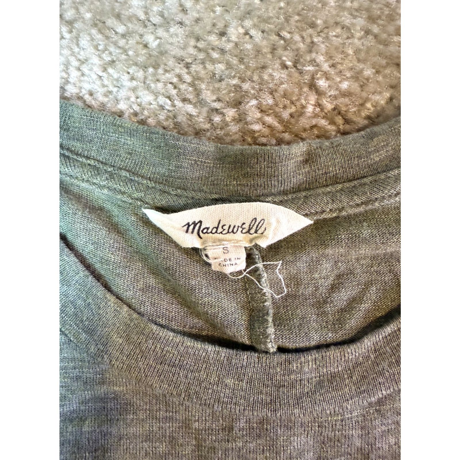 Madewell Midi Dress Olive Green Sz S Fall Autumn Classic Knit Cap Sleeve  Side Slit Breathable