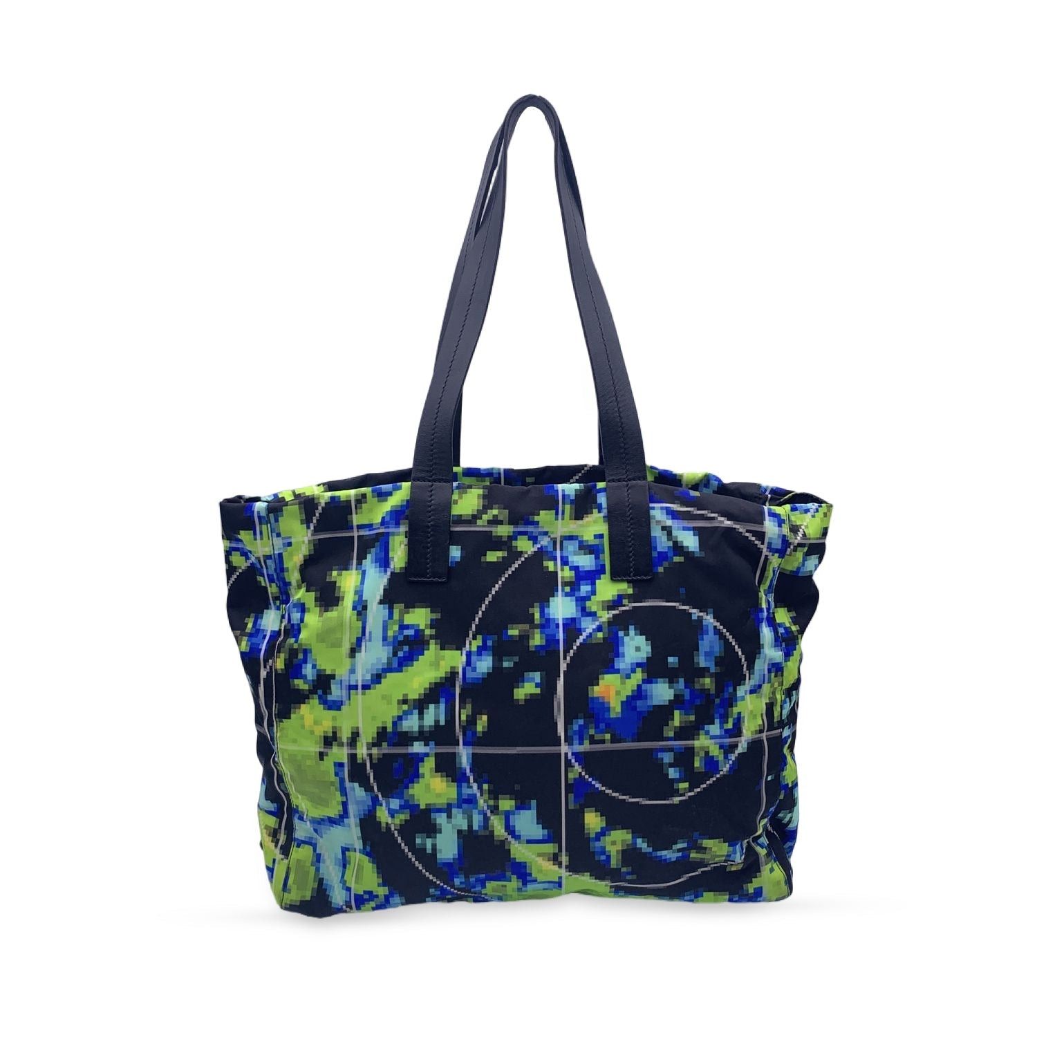 image of Prada Multicolor Tessuto Nylon Radar Print Tote Shoulder Bag in Black, Women's