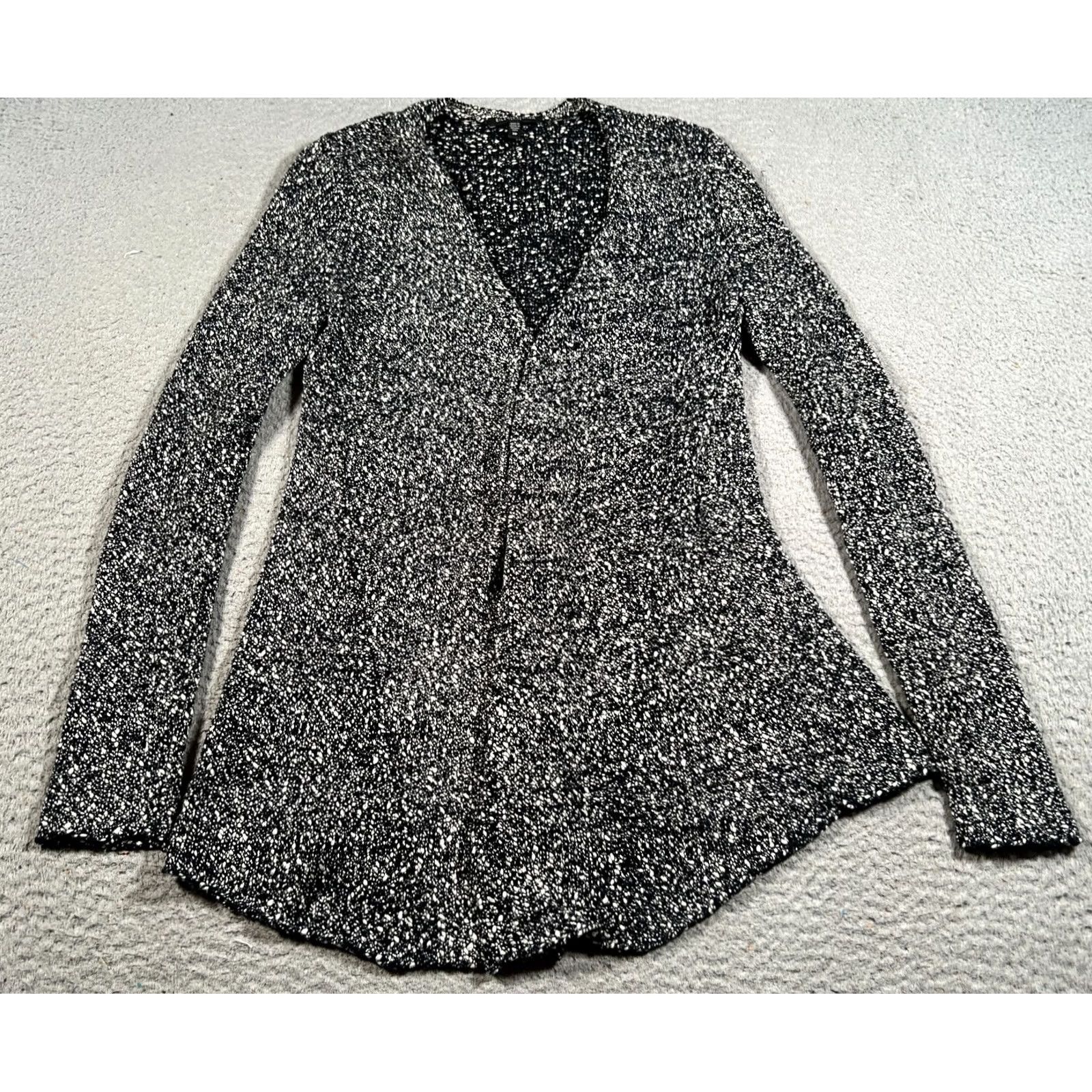 Eileen Fisher Eileen Fisher Cardigan Sweater Womens S Petite Black White Knit Open Front Size S / US 4 / IT 40 - 2 Thumbnail