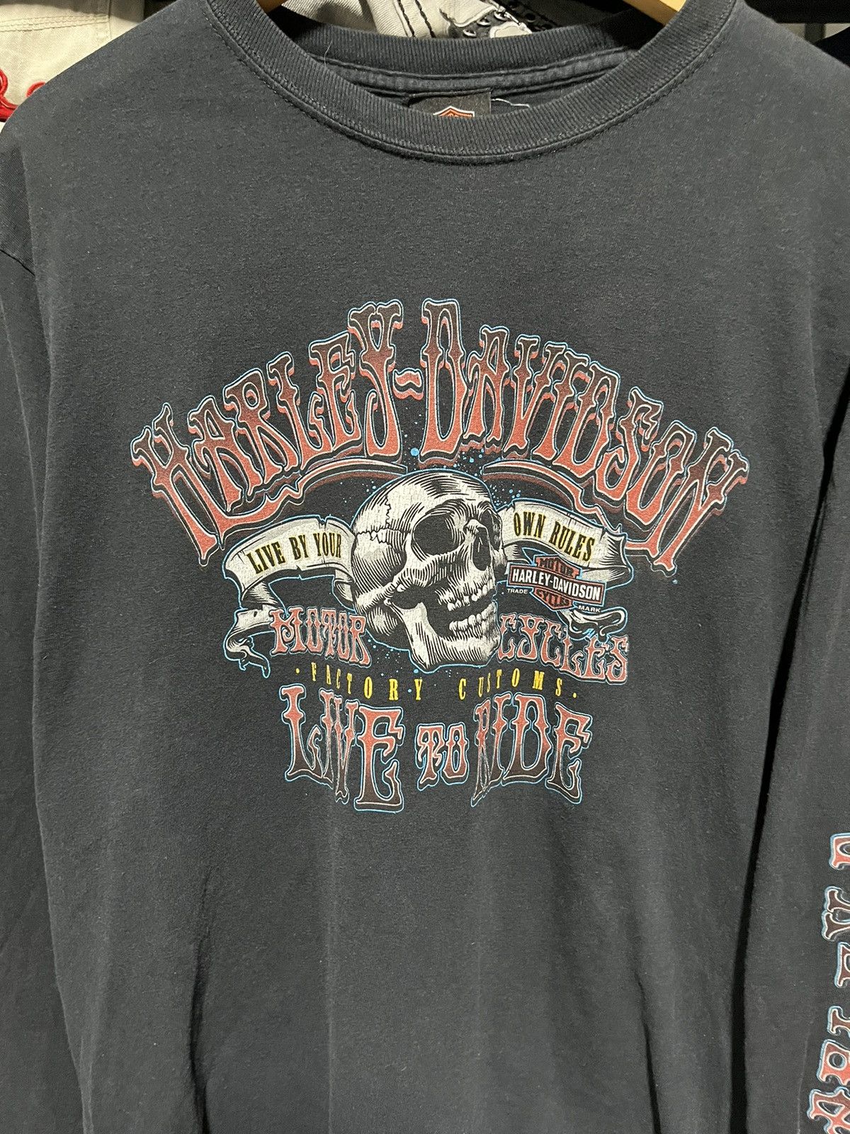 Harley Davidson × Vintage Crazy Vintage Y2K Harley Davidson Skull Biker Longsleeve Size US M / EU 48-50 / 2 - 5 Thumbnail