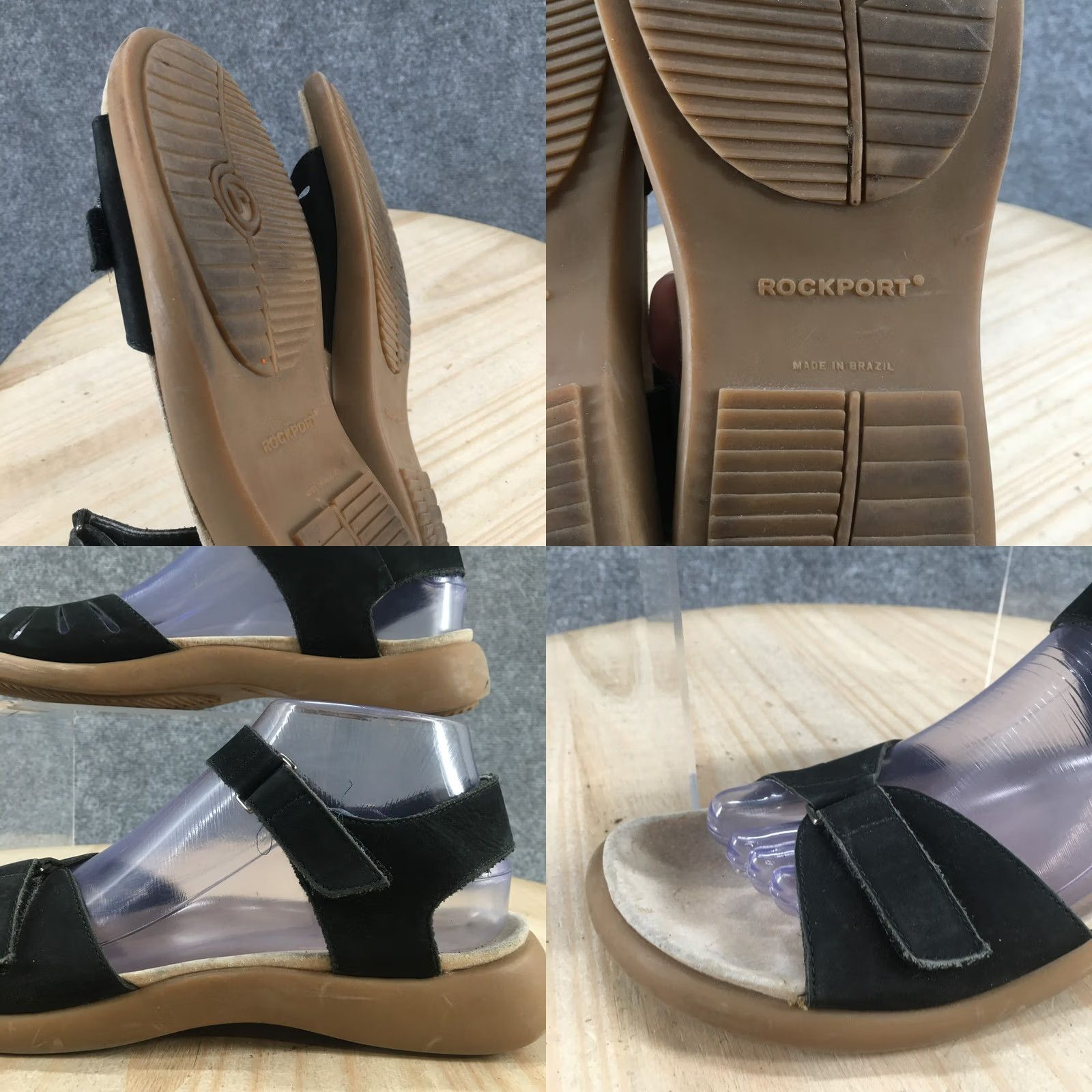 Rockport Rockport Sandals Womens 8 M Ankle Straps Black Open Toe Comfort Wedge Casual Size US 8 / IT 38 - 9 Thumbnail