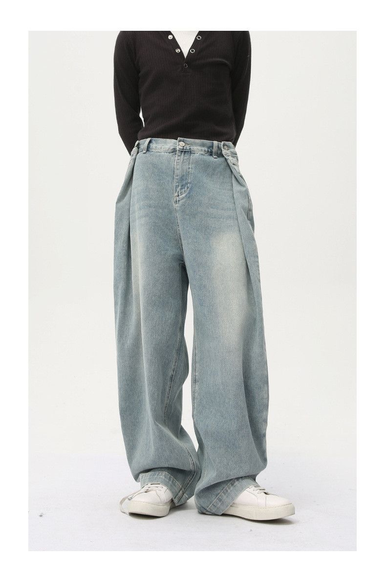 Vintage Men's distressed patchwork American straight washed jeans Size US 32 / EU 48 - 2 Thumbnail