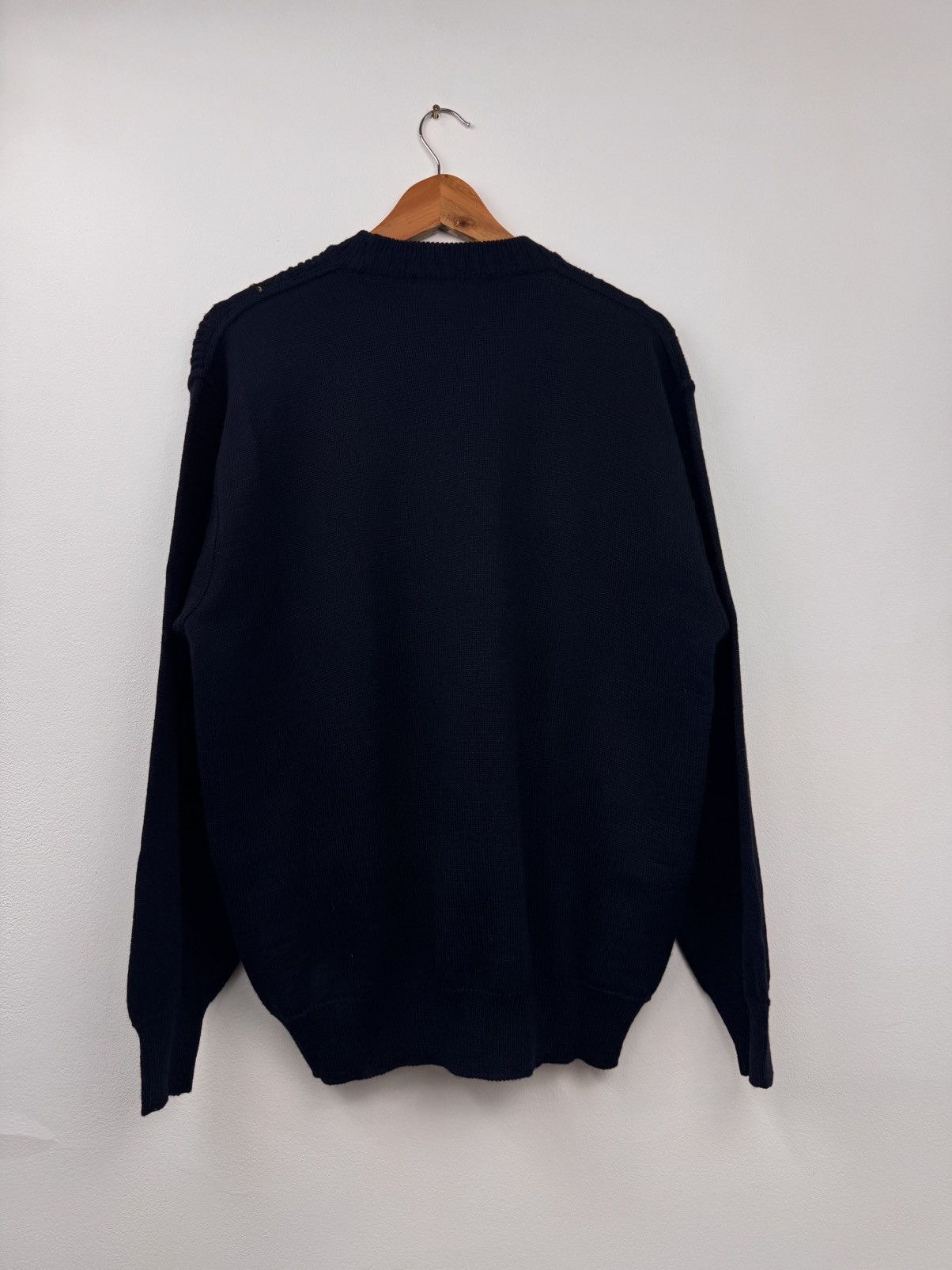 Vintage Dardano Men Knit Sweater Navy Patterned Crew Neck Size L Size US L / EU 52-54 / 3 - 6 Thumbnail