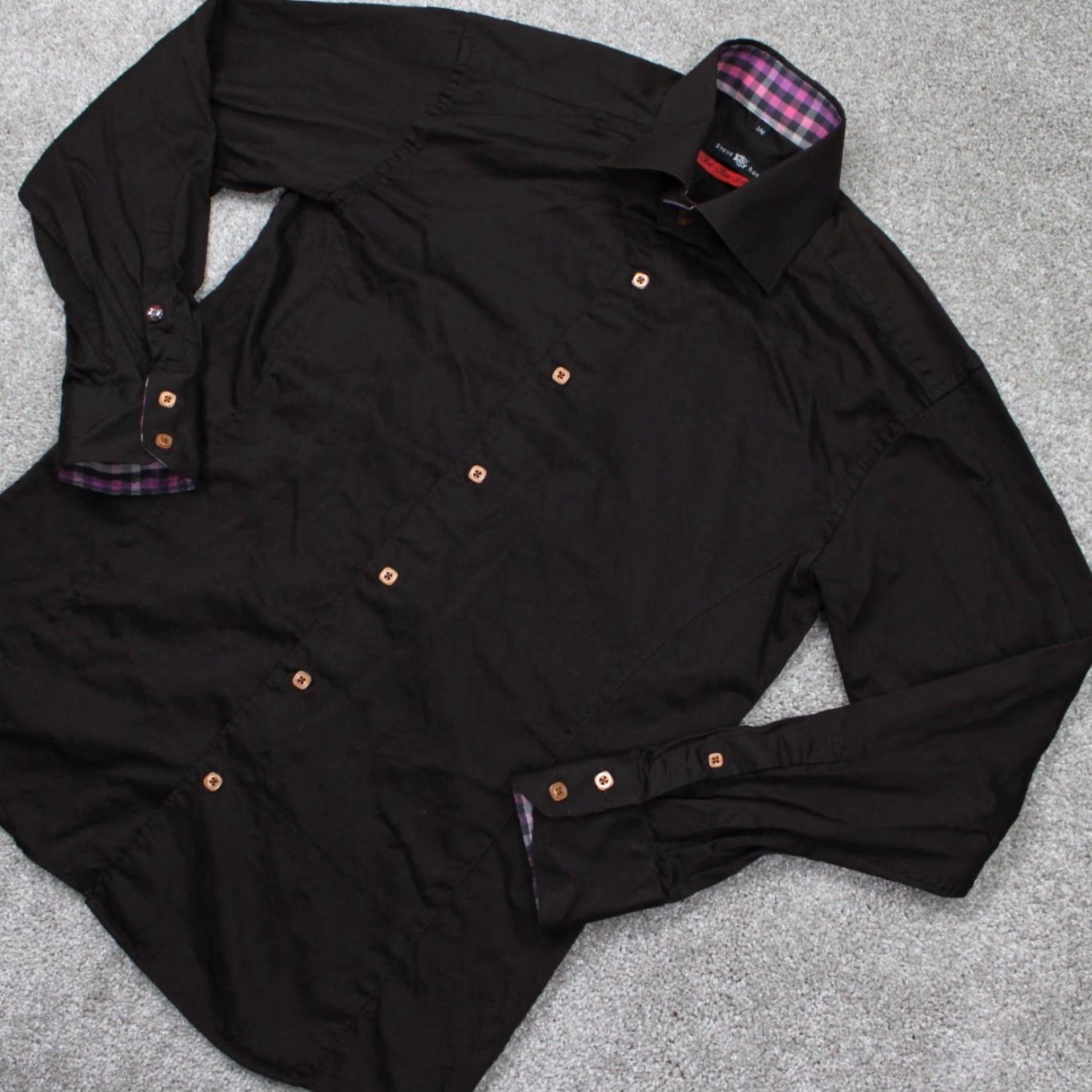 Vintage Stone Rose Button-Up Shirt Mens 3 / Medium Brown/Pink Red Geometric Pattern Long Sleeve S/S Factory Size US M / EU 48-50 / 2 - 4 Thumbnail