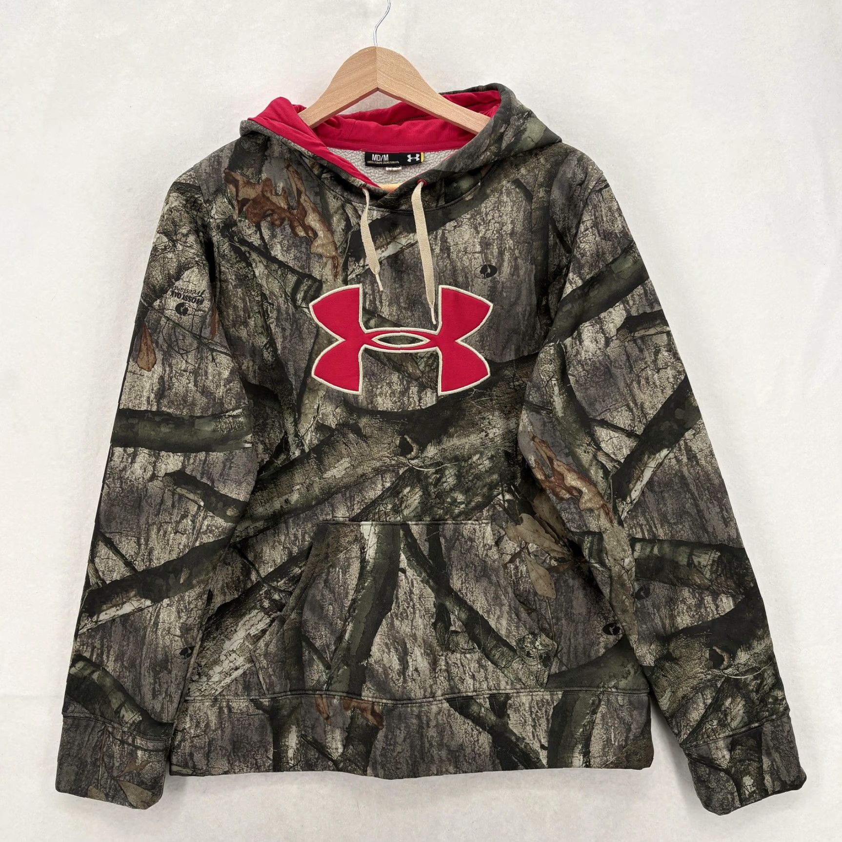 Under Armour Under Armour Hoodie Mens M Green Camo Fleece Pullover Mossy Oak Hunting Logo Pocket Hooded Crew Neck Fall Winter Mens Size US M / EU 48-50 / 2 - 2 Thumbnail