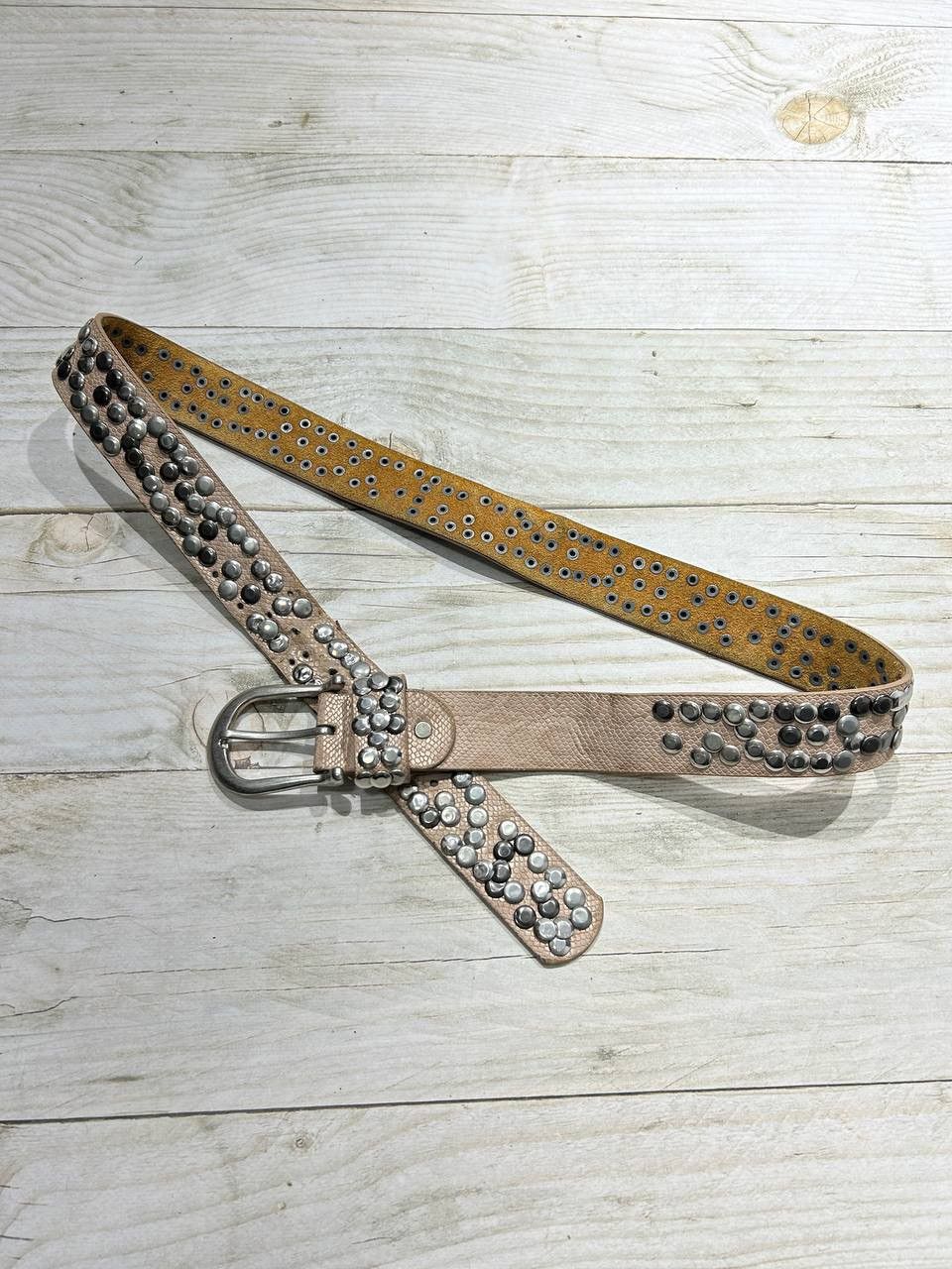 Vintage Vintage Belt Leather Punk Y2K BB Simons Style Metal Pink Size ONE SIZE - 2 Thumbnail