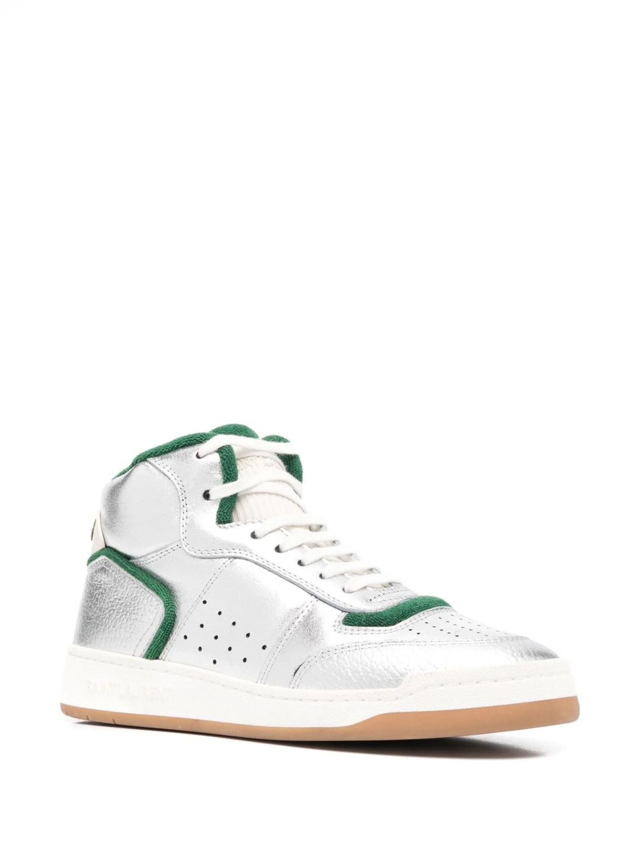 Saint Laurent Paris o1b1hav110824 SL/80 Metallic Hi-Top Sneakers in Silver Size US 6.5 / IT 36.5 - 2 Thumbnail