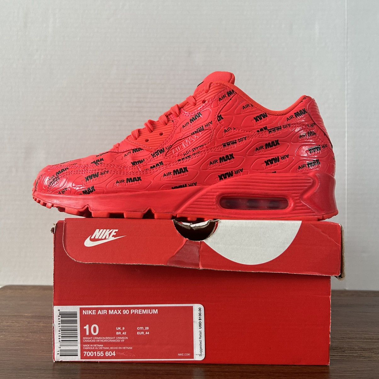 Nike Nike Air Max 90 Red Just Do It Pack Bright Crimson M10/W11.5 Size US 10 / EU 43 - 2 Thumbnail