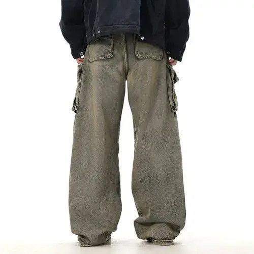 Japanese Brand Streetwear Hip Hop Multi Pockets Baggy Jeans Size US 33 - 3 Thumbnail