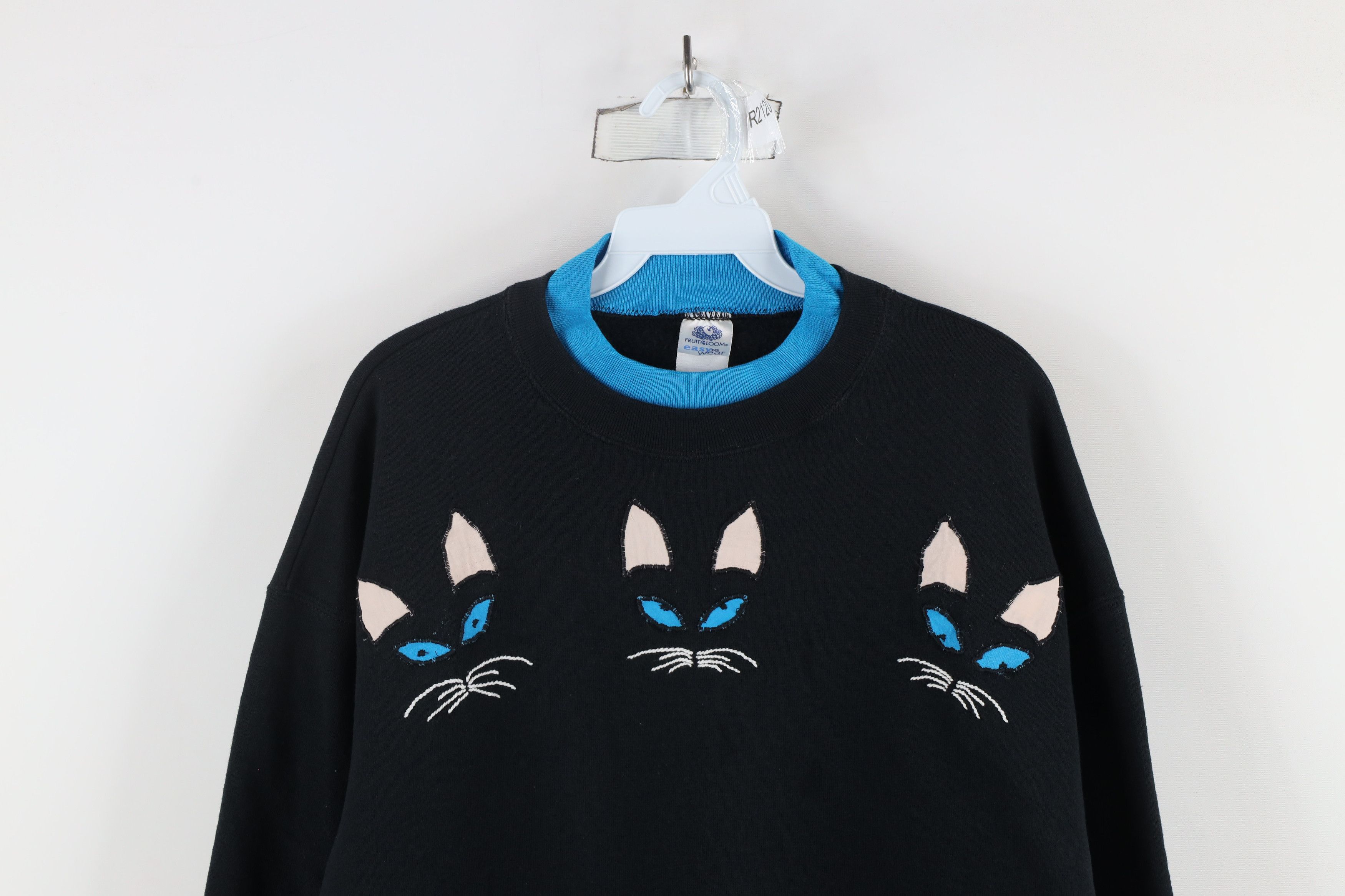 Vintage Vintage 90s Streetwear Cat Kitten Layered Sweatshirt Black Size XL / US 12-14 / IT 48-50 - 2 Thumbnail