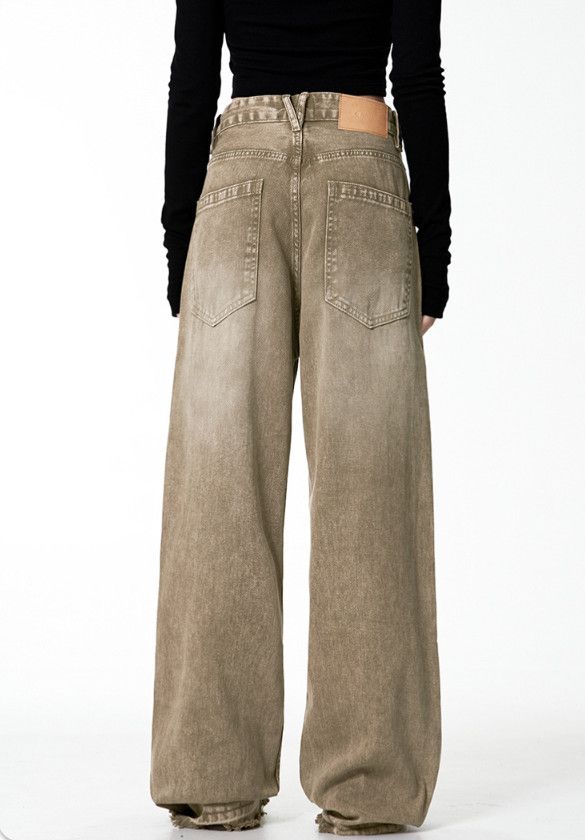 Vintage American distressed retro straight-leg casual brown jeans Size US 32 / EU 48 - 4 Thumbnail