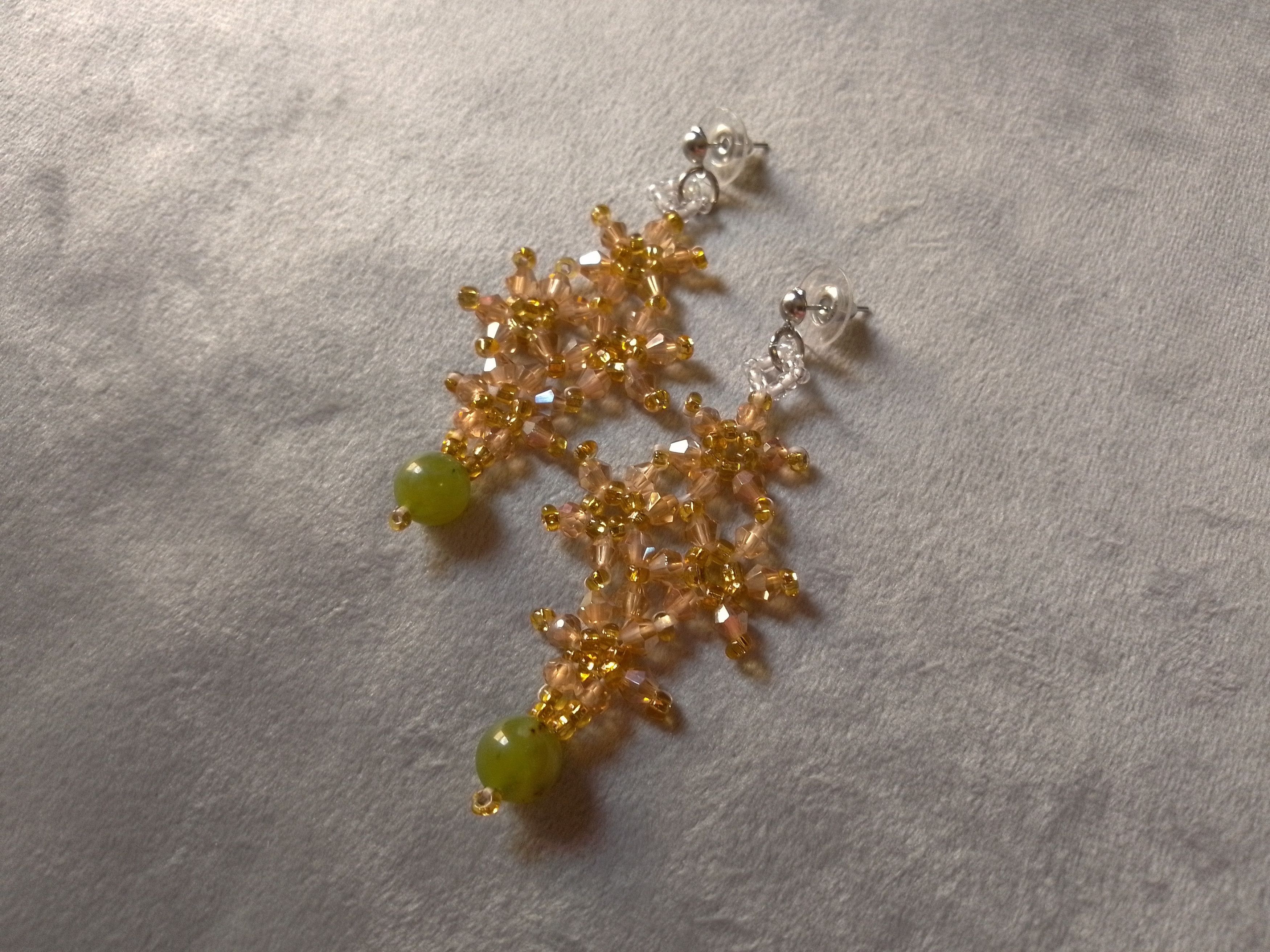 Handmade Earrings in crystal with natural Green jade gemstones Size ONE SIZE - 1 Thumbnail