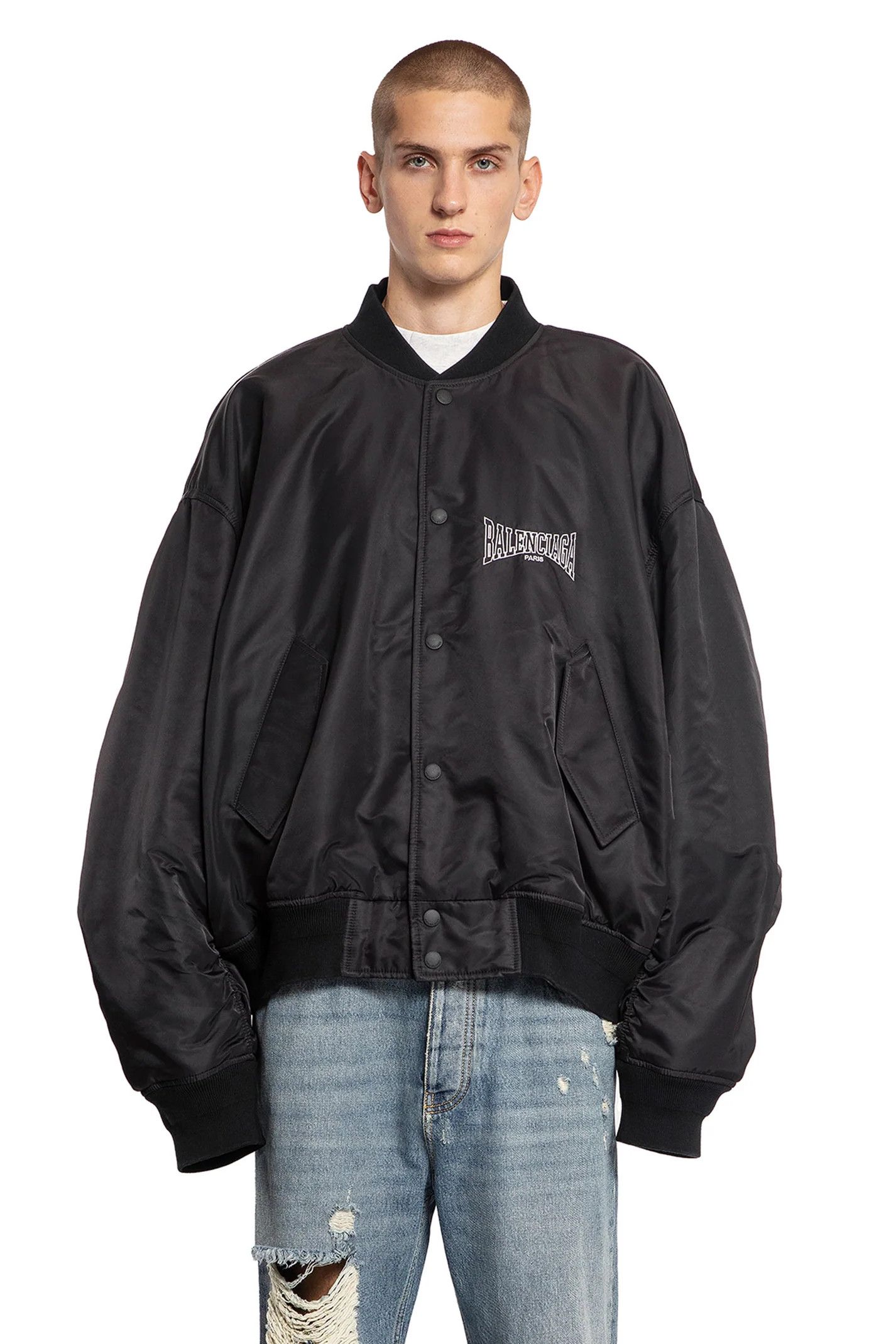 Balenciaga o1h1sh11224 Varsity Jacket in Black Size US L / EU 52-54 / 3 - 4 Thumbnail