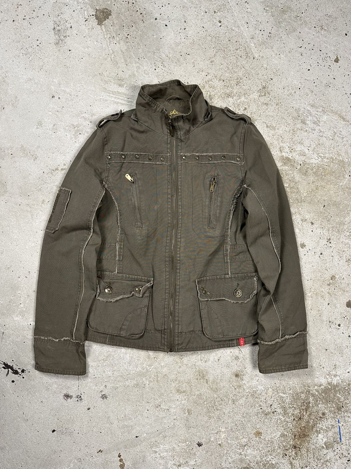 Vintage Y2K Army Military Distressed Style Japanese Jacket