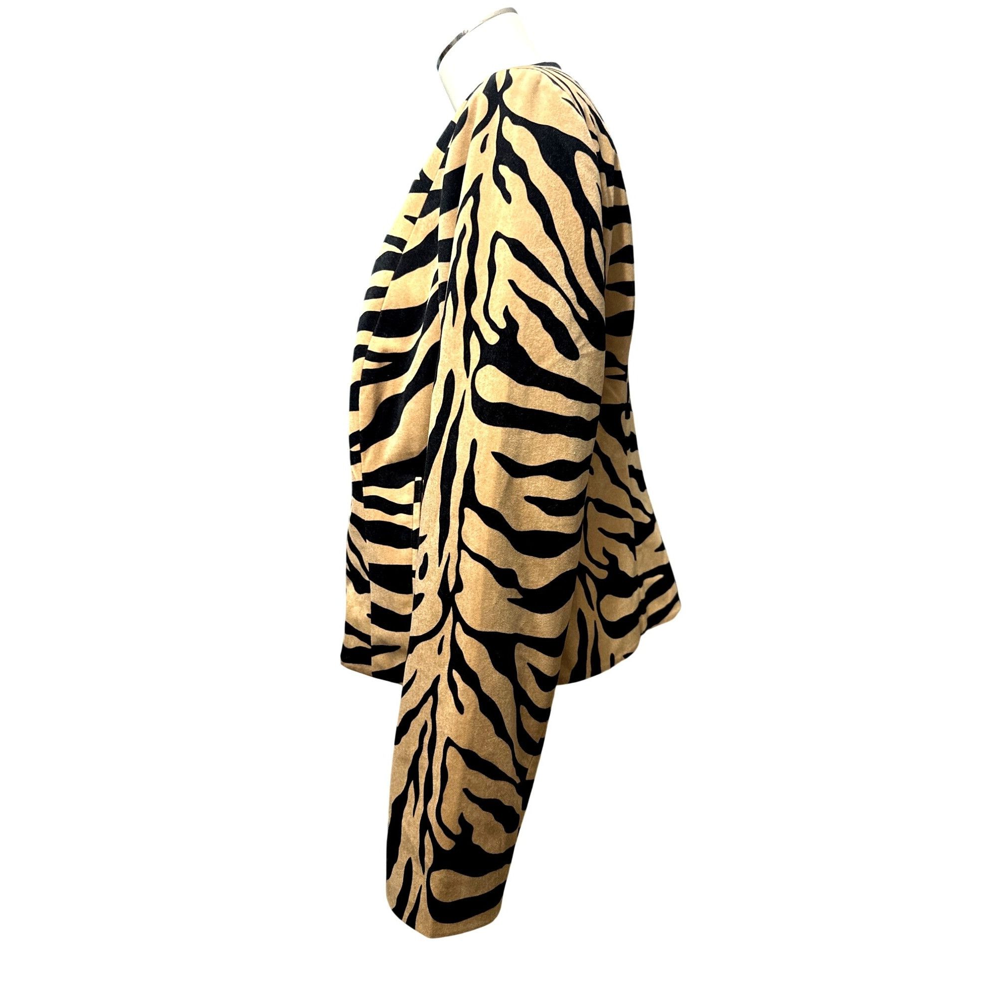 Chicos Chicos Animal Tiger Print Jacket Faux Suede Zip Front Bold S Size L / US 10 / IT 46 - 2 Thumbnail