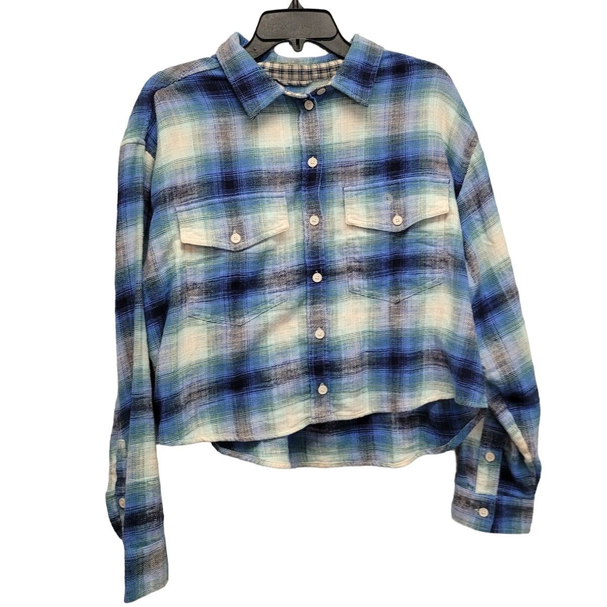 American Eagle Outfitters New American Eagle Womens Large Plaid Cropped Shirt Size L / US 10 / IT 46 - 1 Thumbnail