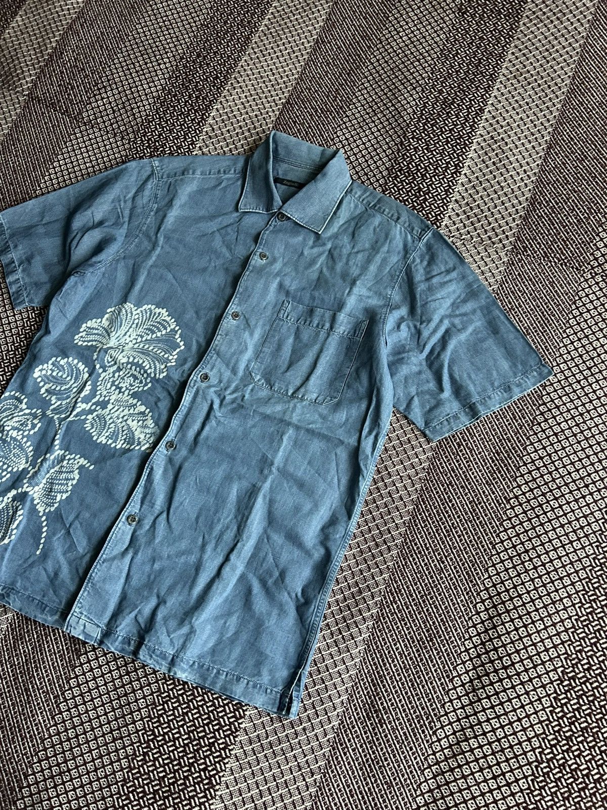 Z Zegna Vintage Zegna Short Sleeve Shirt Mens Floral Pattern Luxury Size US S / EU 44-46 / 1 - 2 Thumbnail
