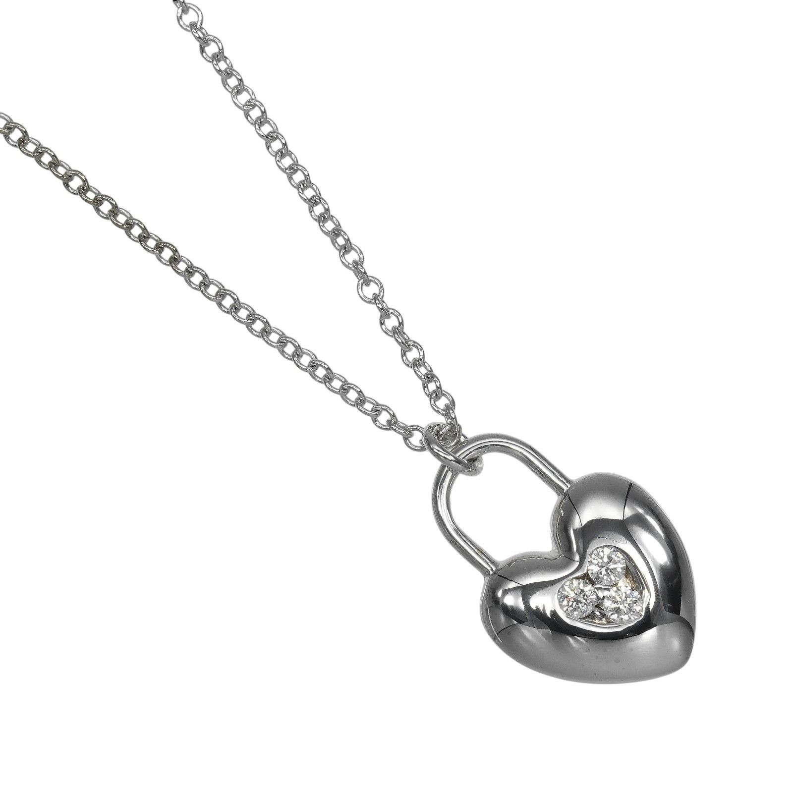 Tiffany & Co. Tiffany & Co. TIFFANY&Co. Heart Lock Au750 White Gold Diamond Necklace Precious Metal Necklace DUTY FREE for USA Size ONE SIZE - 1 Thumbnail