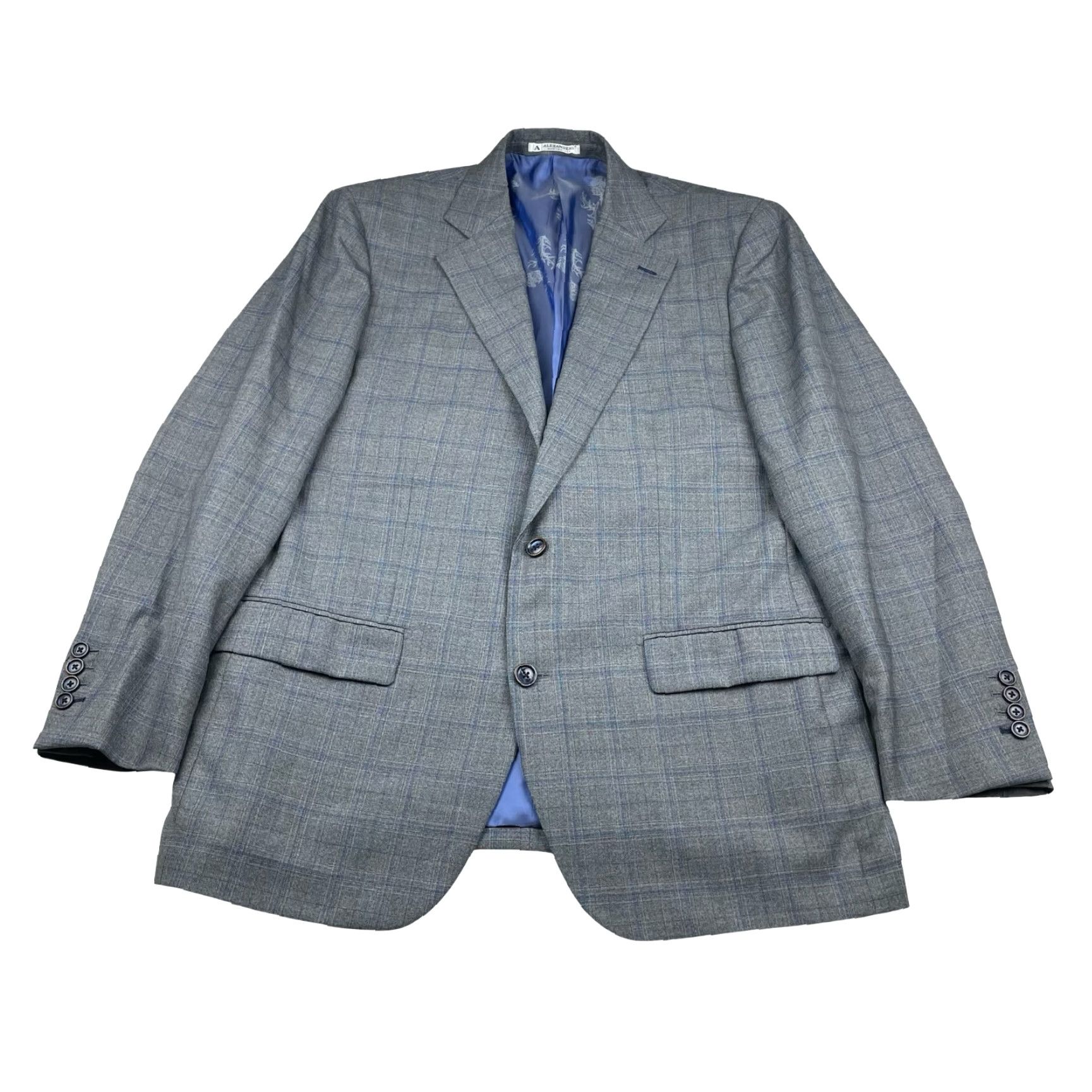 Vintage Artisan Men's Bespoke 100% Wool Jacket Gray Plaid 42R 2-Button Mens Size US XS / EU 42 / 0 - 2 Thumbnail