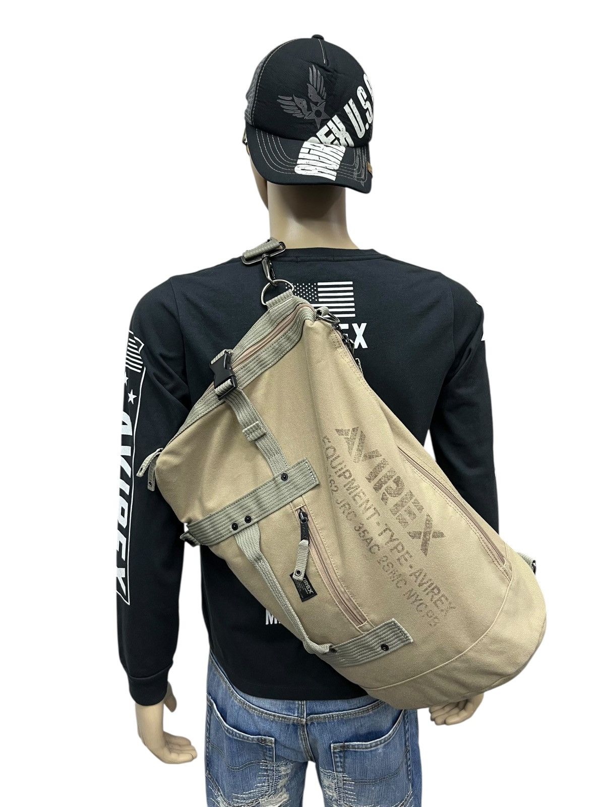 Avirex VERY RARE🔥Vintage AVIREX Multiway Canvas Bagpack Crossbody Size ONE SIZE - 7 Thumbnail