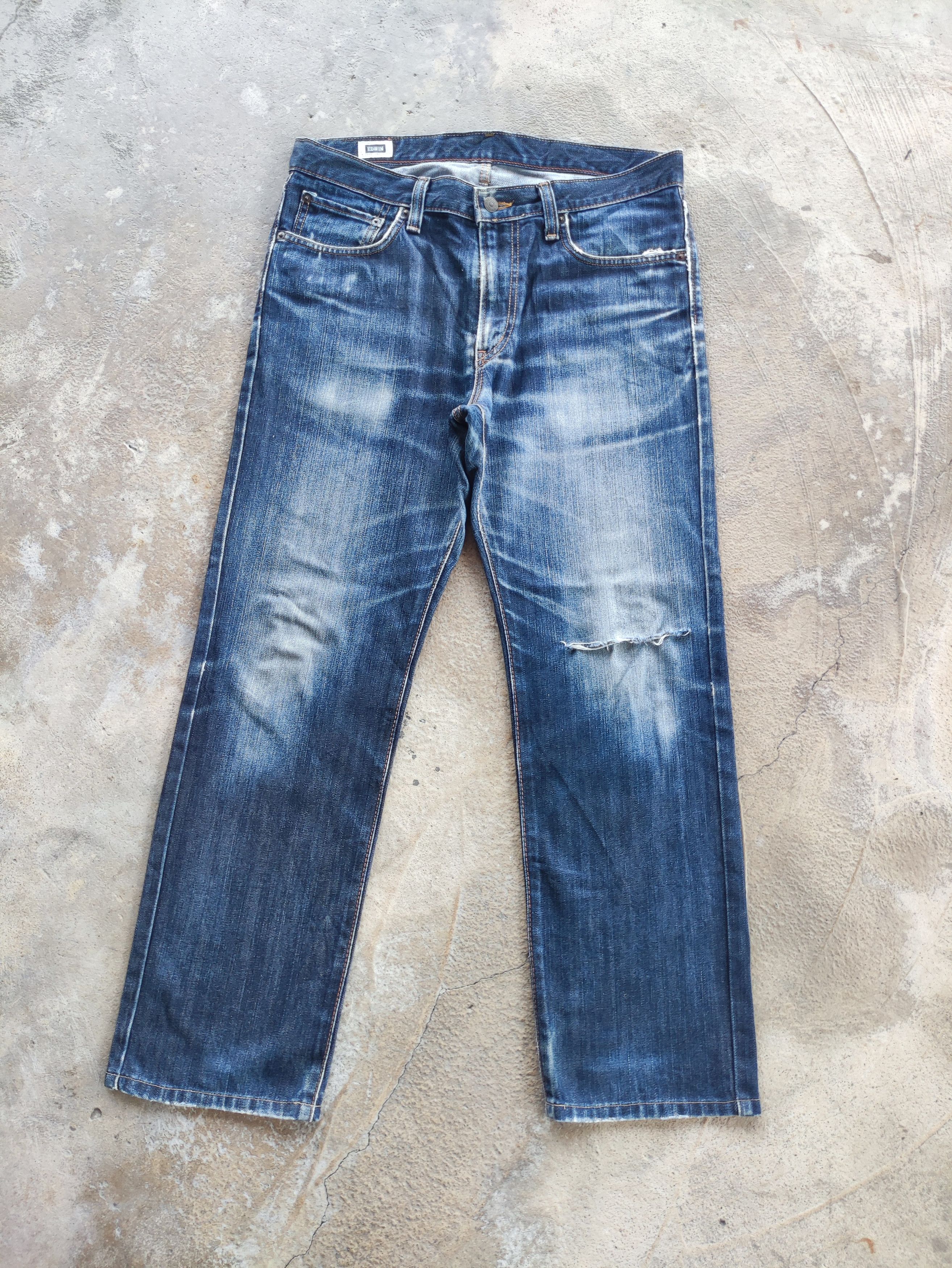 Edwin × Japanese Brand Vintage Edwin Jeans Japan Distressed Faded Denim Pants W34 Size US 34 / EU 50 - 2 Thumbnail