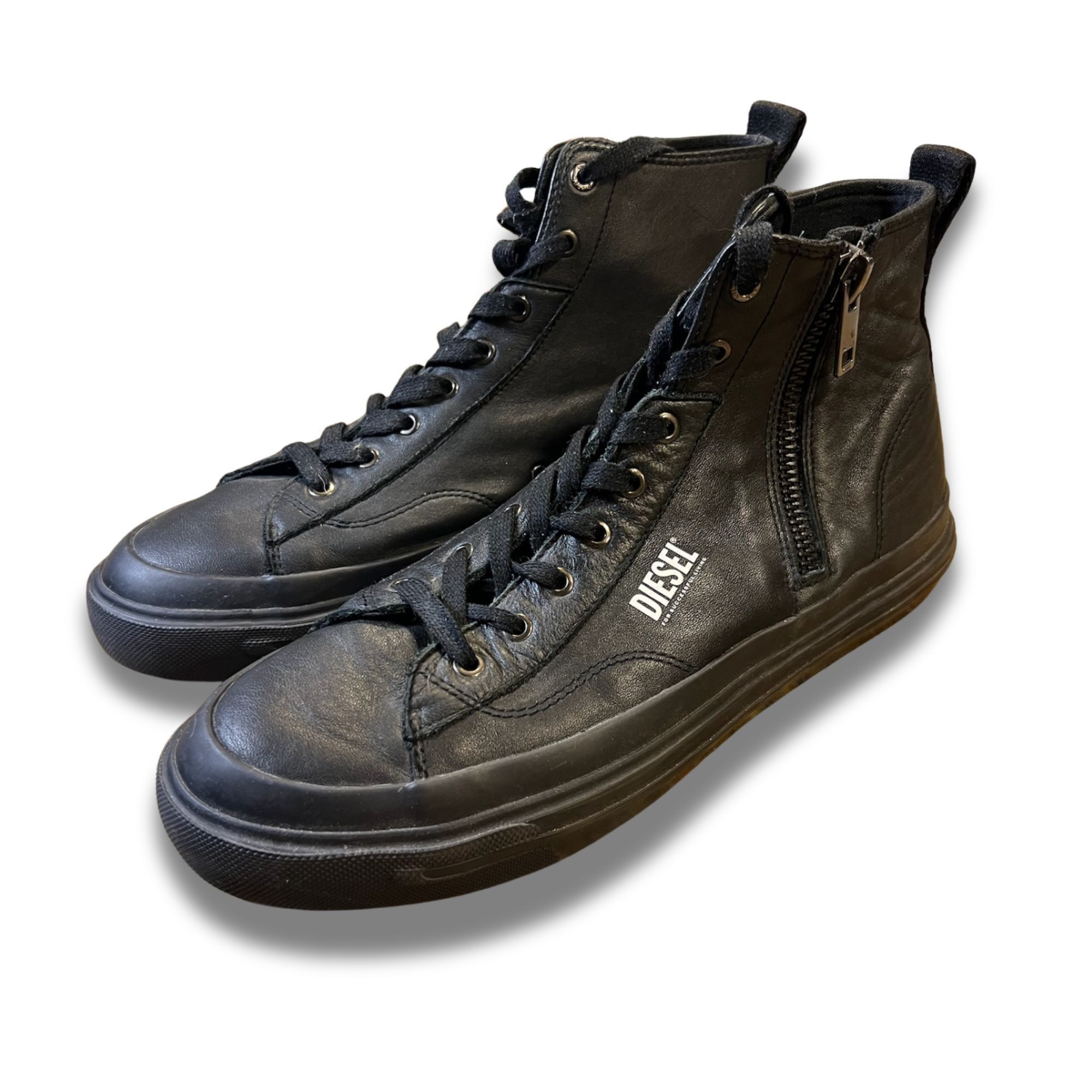 Diesel Diesel sz 12.5 S-Athos DV Mid Black Leather Sneakers Size US 12.5 / EU 45-46 - 4 Thumbnail