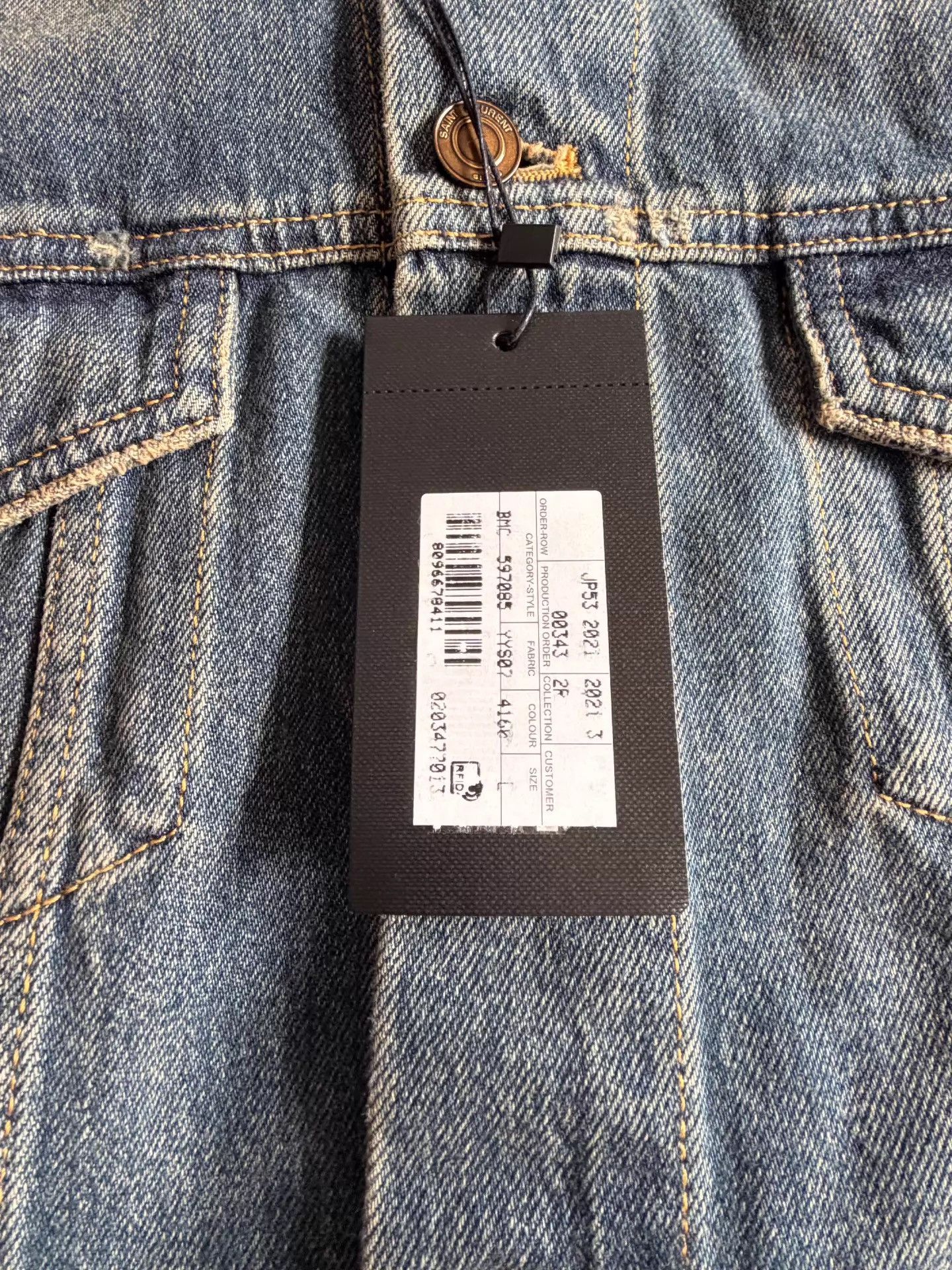 Saint Laurent Paris Saint Laurent Unisex Denim Jacket K33 Size US L / EU 52-54 / 3 - 4 Thumbnail