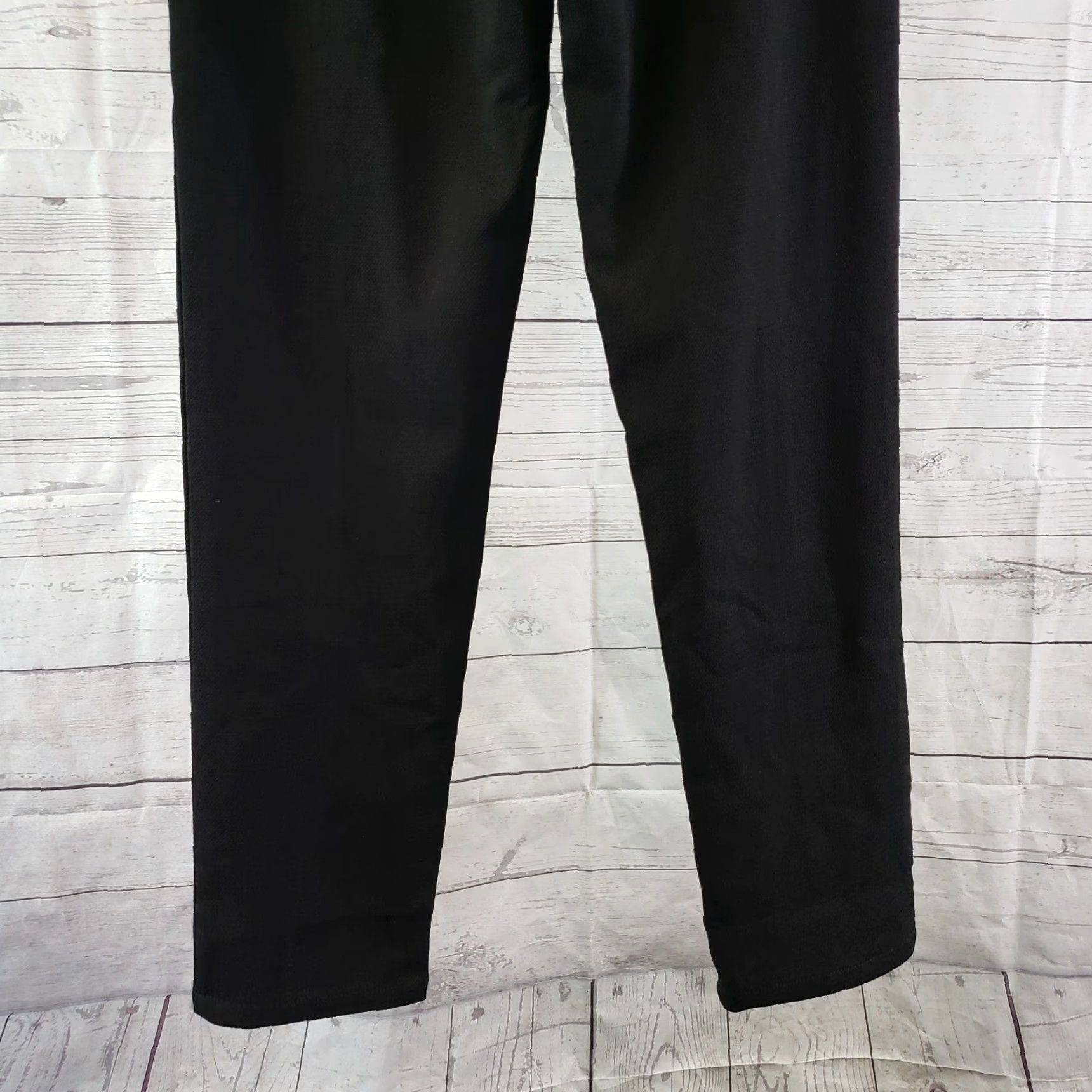 Vintage Ivory & Chain Womens Pants Sz 8 Solid Black High Rise Dress Pants 100% Polyester Regular Rise Flat Front Zipper Waist 14" Inseam 28" Womens Size 30" / US 8 / IT 44 - 5 Thumbnail