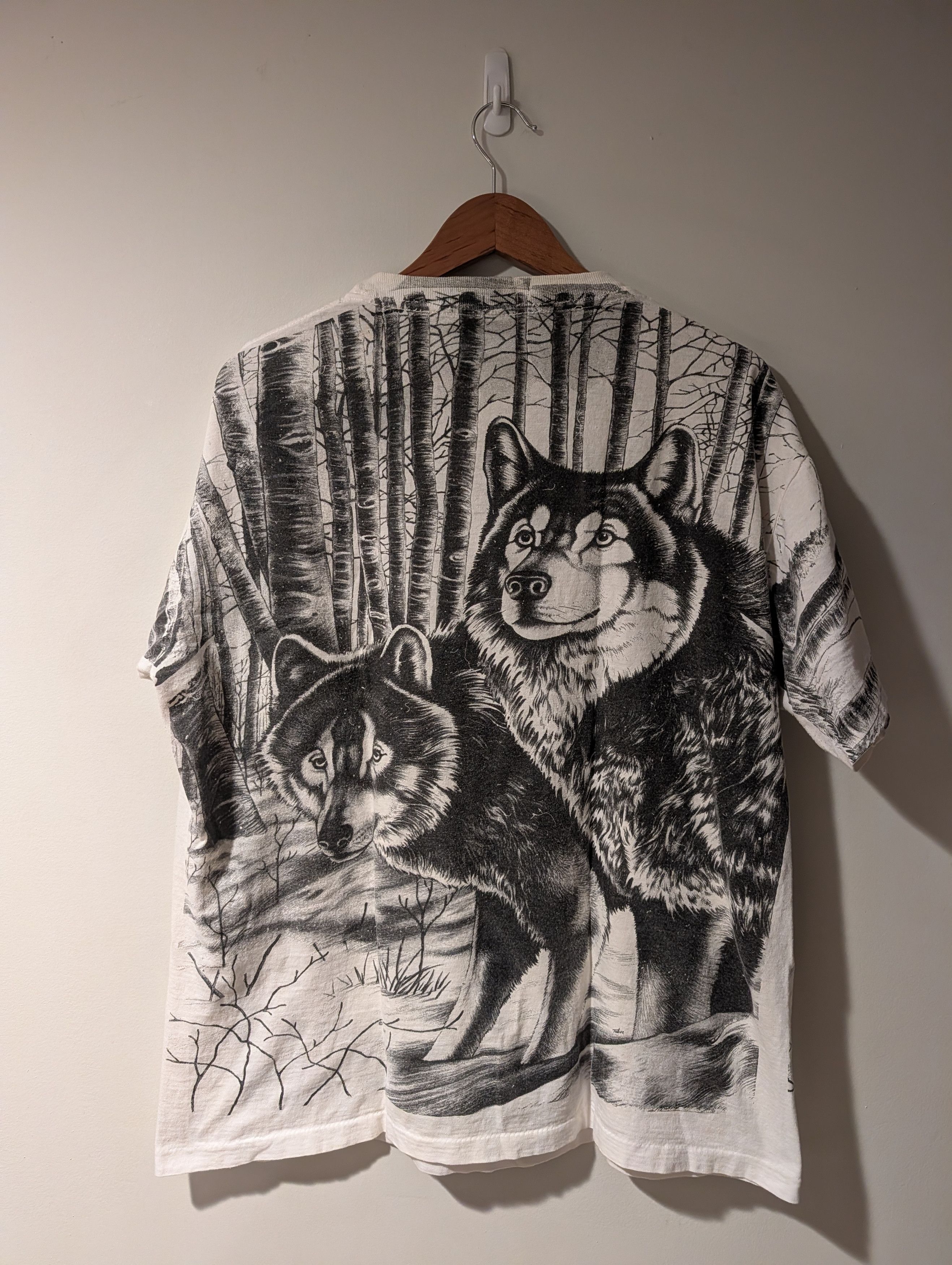 Arts & Science Vintage Wolf All Over Print T-Shirt AOP Animal Nature 90s Size US XL / EU 56 / 4 - 3 Thumbnail