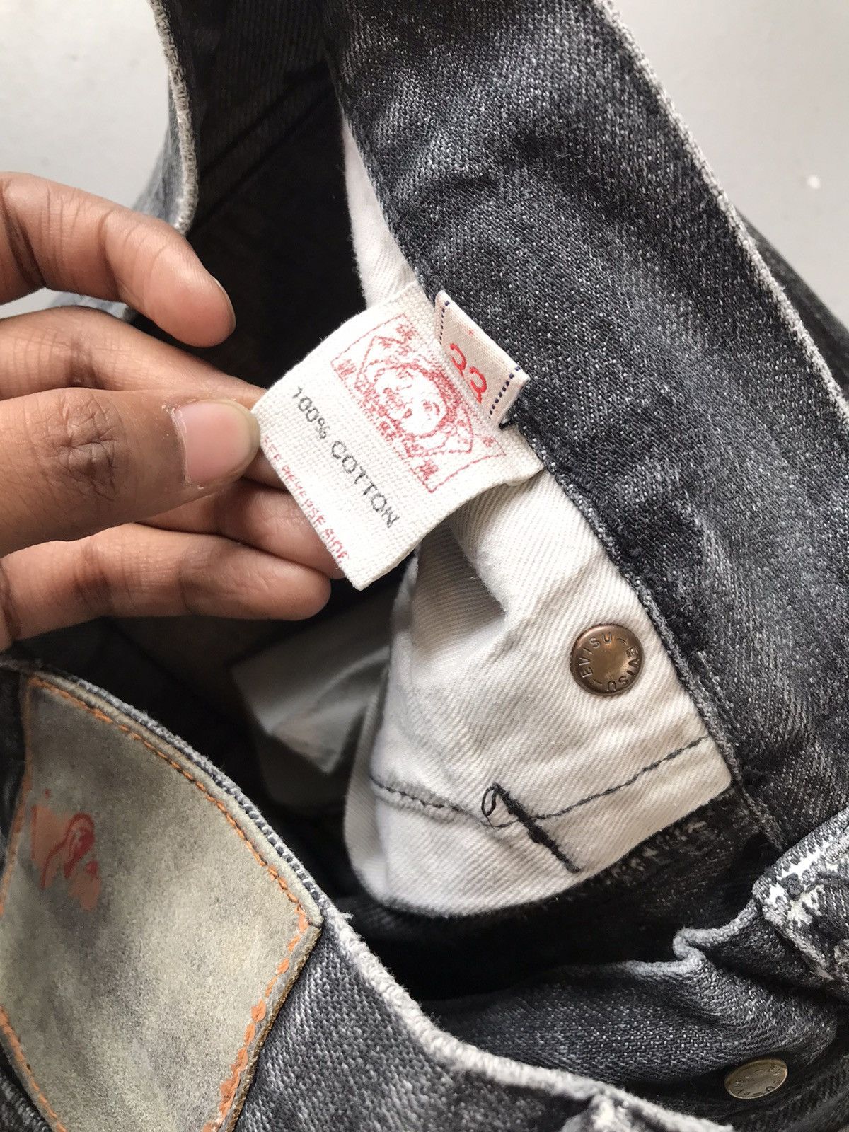Japanese Brand × Vintage Vintage Evisu inspired salvage paint splatter skinny denim Size US 32 / EU 48 - 8 Thumbnail
