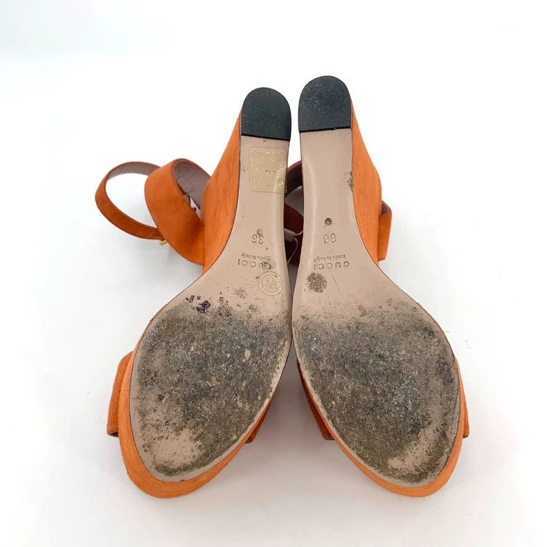 Gucci Orange horse buckle thick-soled sandals, high heels Size US 6 / IT 36 - 5 Thumbnail