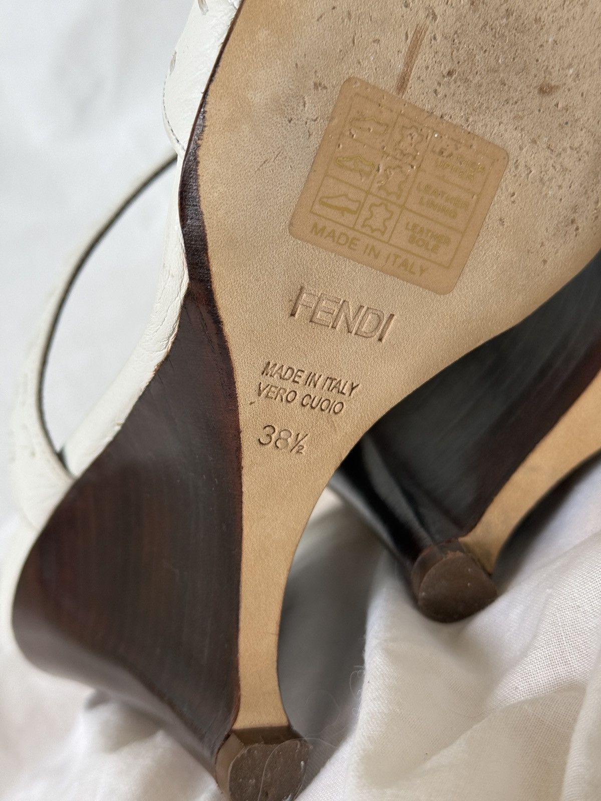 Fendi Fendi White Leather Strappy Mules Sandals on Wedges Buckle Size US 7.5 / IT 37.5 - 12 Thumbnail