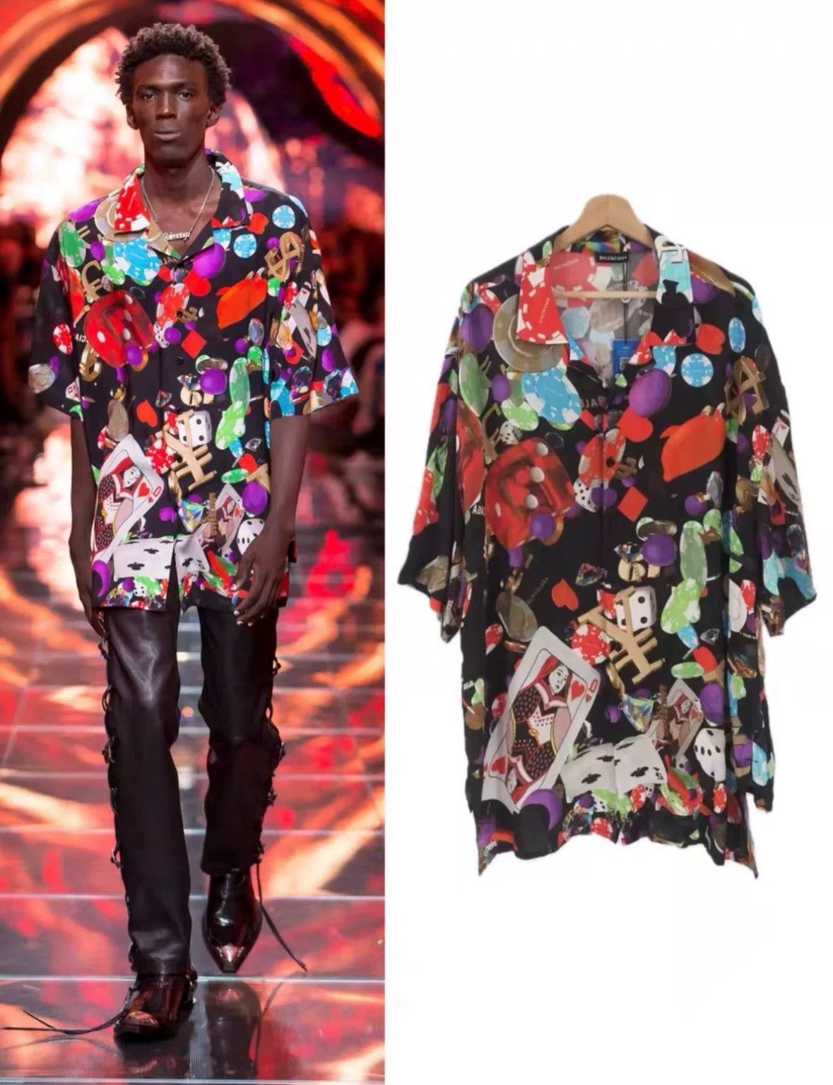 Balenciaga balenciaga black casino print short sleeve shirt Size US M / EU 48-50 / 2 - 1 Thumbnail