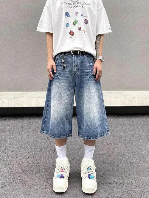 VIBE Lightning Bolt Jorts - Y2K Inspired Denim Shorts Size US 29 - 1 Thumbnail