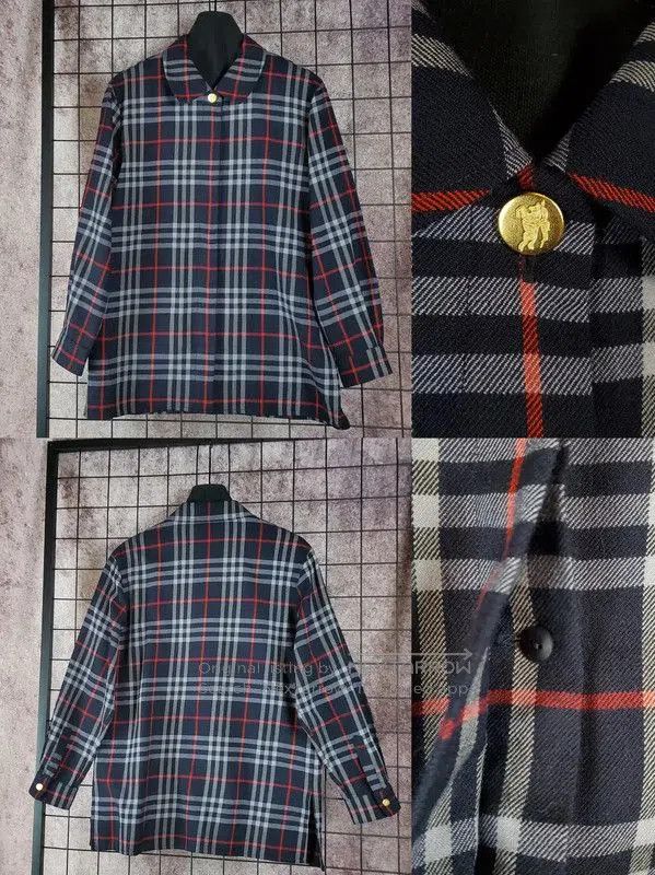 Burberry Burberry Navy Wool Check Cropped Shirt. Size M / US 6-8 / IT 42-44 - 3 Thumbnail