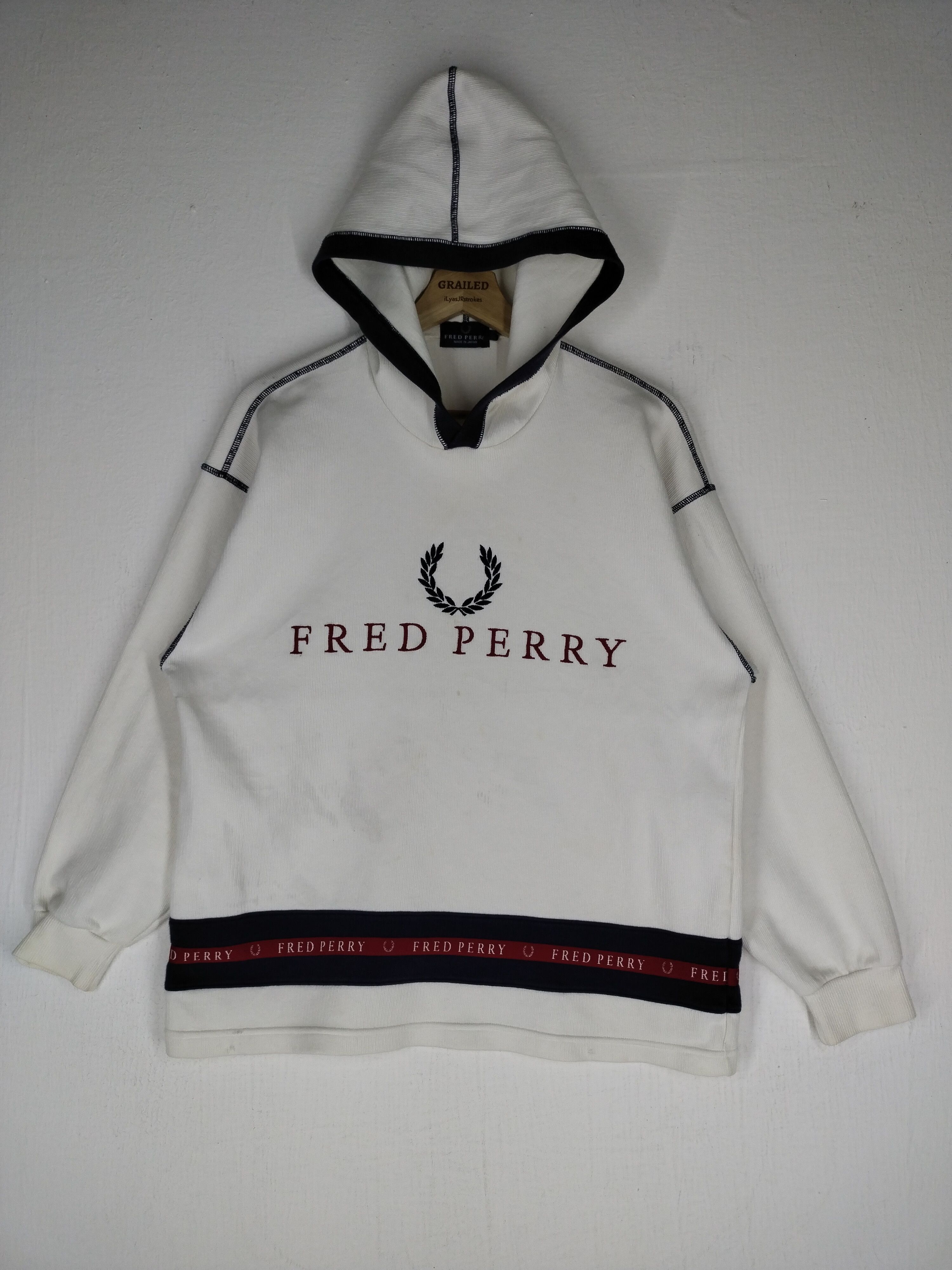 image of VTG Fred Perry Embroidery Hoodie Sweatshirt, Men's (Size Medium)