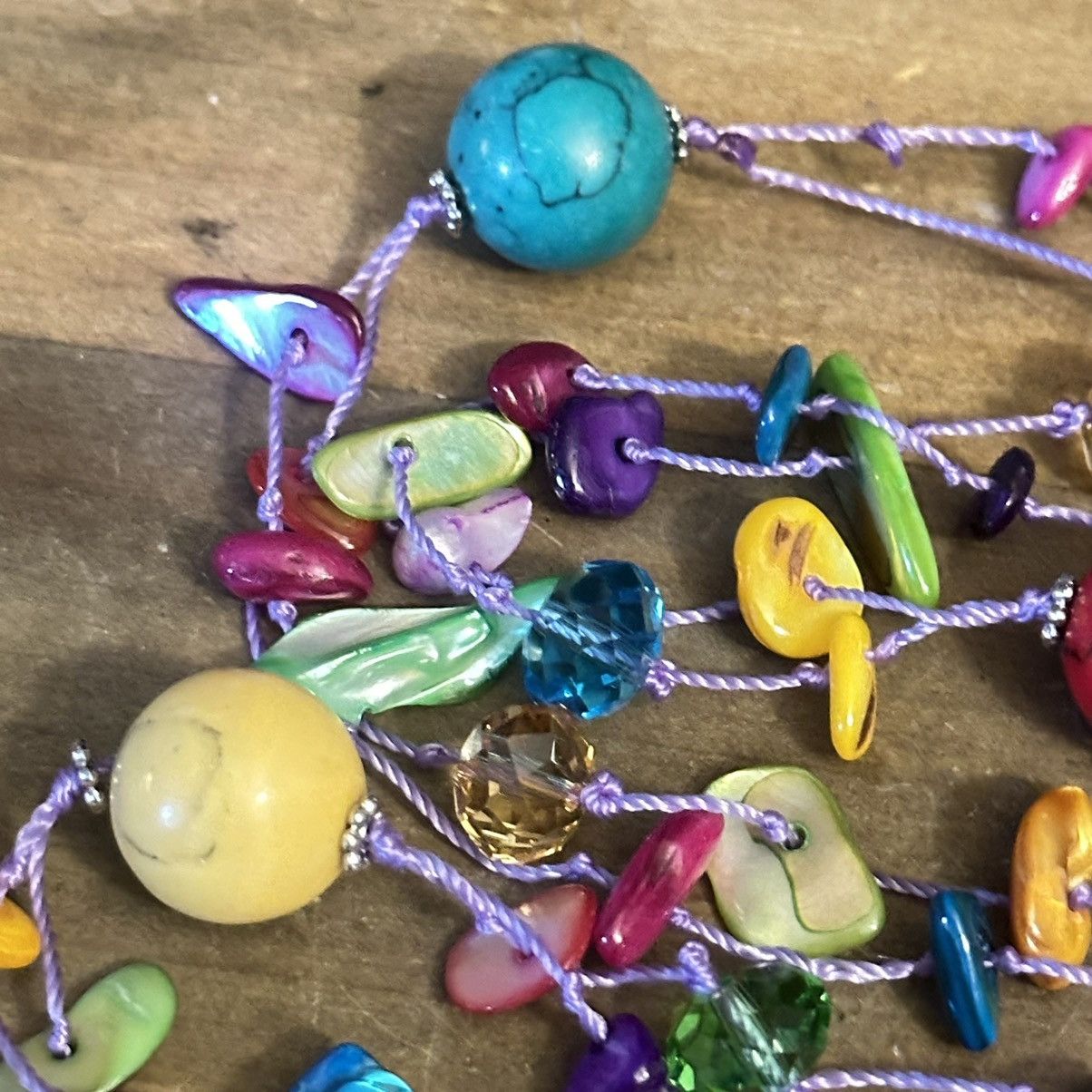 Other Long multicolor dyed fresh water pearl, shell bead necklace Size ONE SIZE - 4 Thumbnail