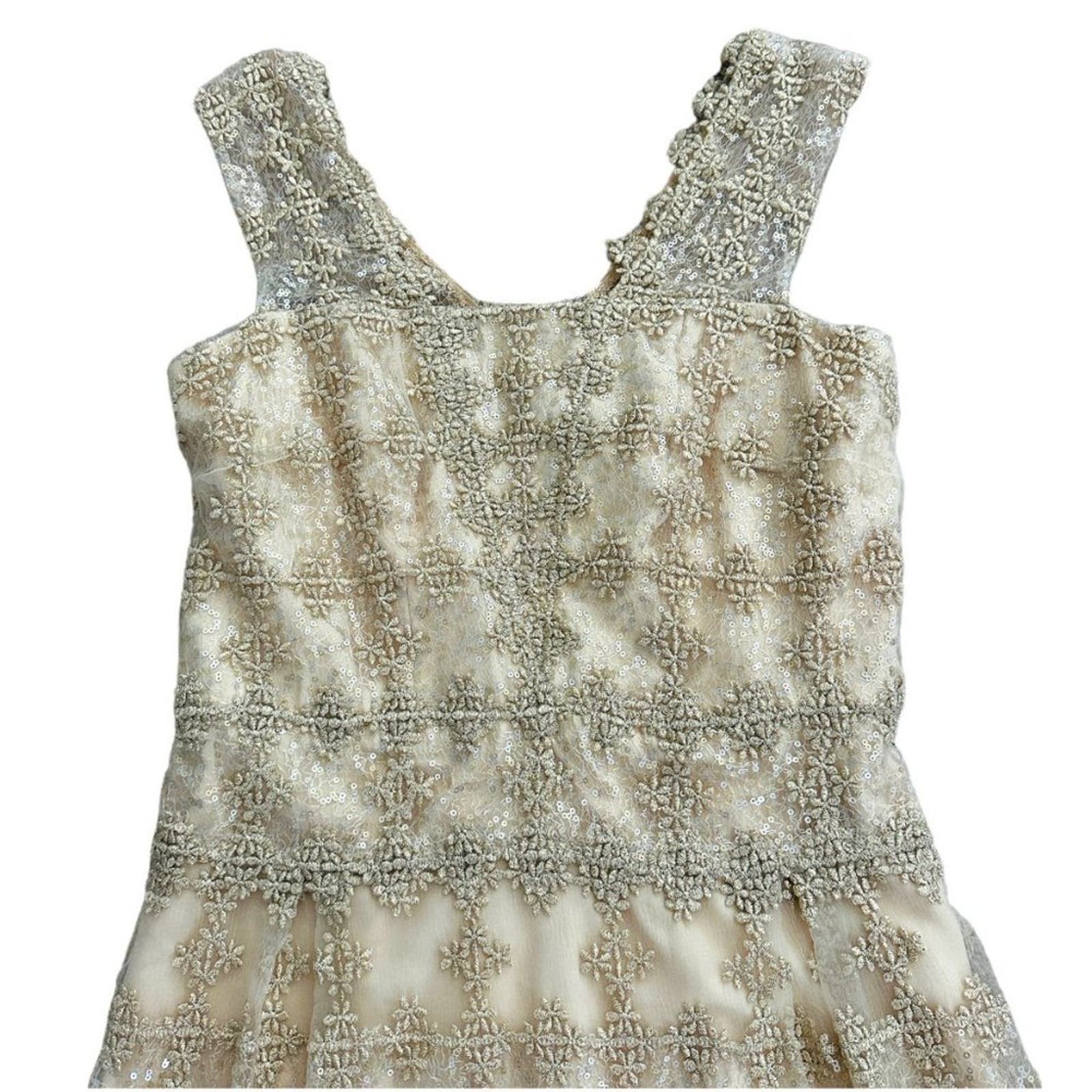 Kay Unger Lace Sequined Cocktail Dress Size 8