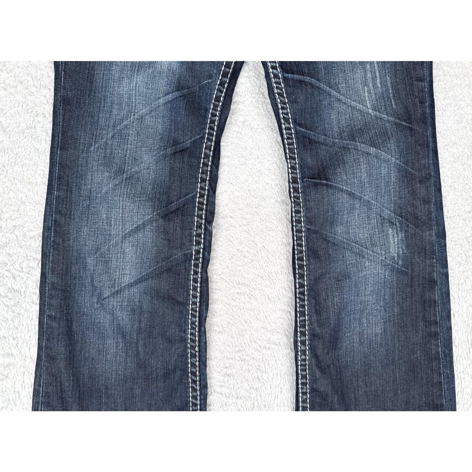 Denime Women Embellished Jeans Blue 28x30 Low Rise Bootcut Rhinestone Flap Pocket Denim Size 28" / US 6 / IT 42 - 3 Thumbnail