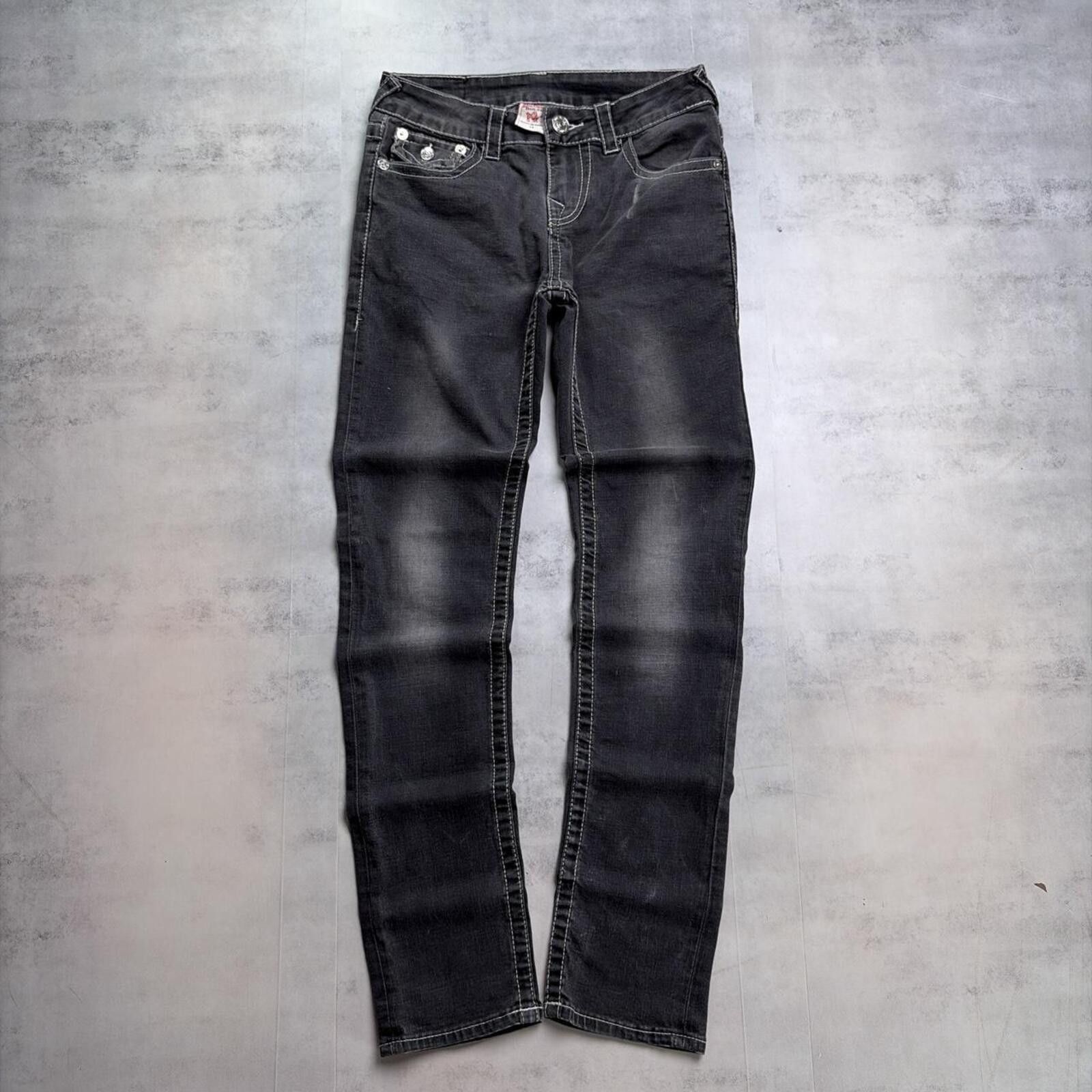 True Religion Y2K Black True Religion Grunge Gothic Skinny Denim Jeans Size 42" / US 20 - 4 Thumbnail