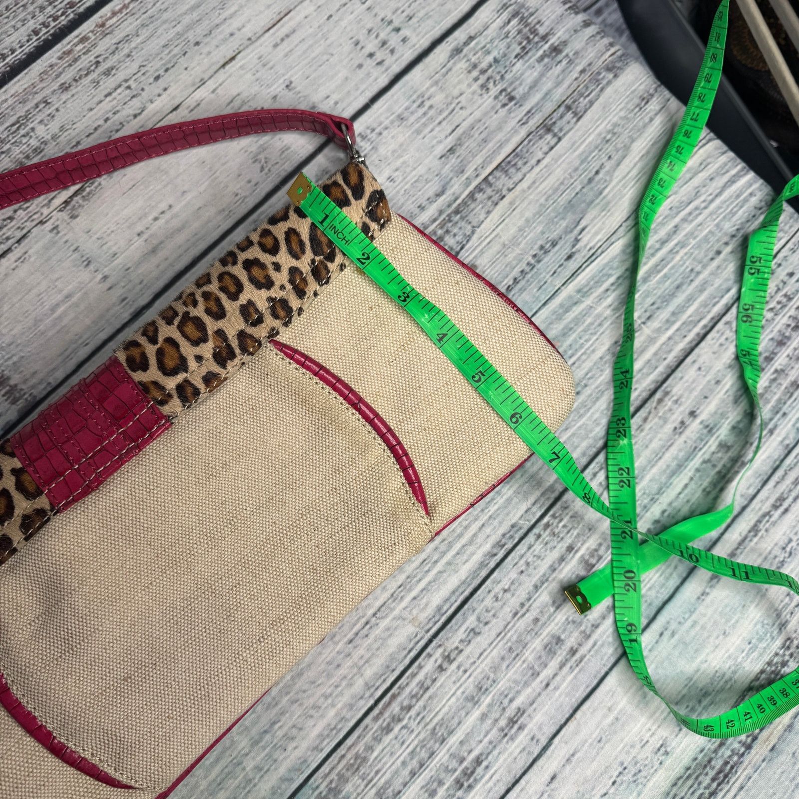 Donald Pliner Donald J Pliner Leopard Pink Croc Embossed Shoulder Bag Size ONE SIZE - 6 Thumbnail