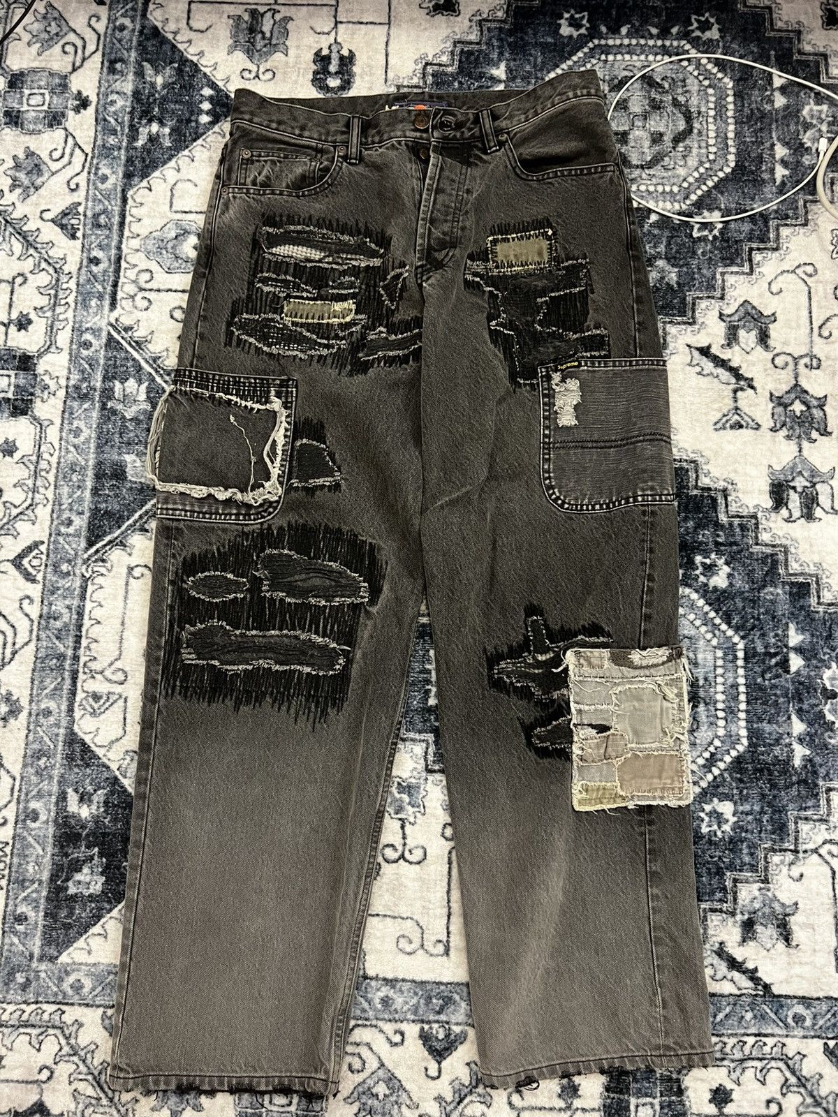 Blackmeans × Supreme Supreme x Blackmeans AW23 mended jeans Size US 30 / EU 46 - 1 Thumbnail